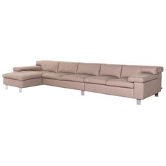 Ewald Schillig Leather Corner Sofa Brown Gray Beige Cappucino Sofa Couch