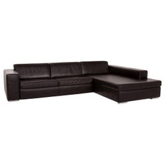 Ewald Schillig Leather Corner Sofa Dark Brown Sofa Couch