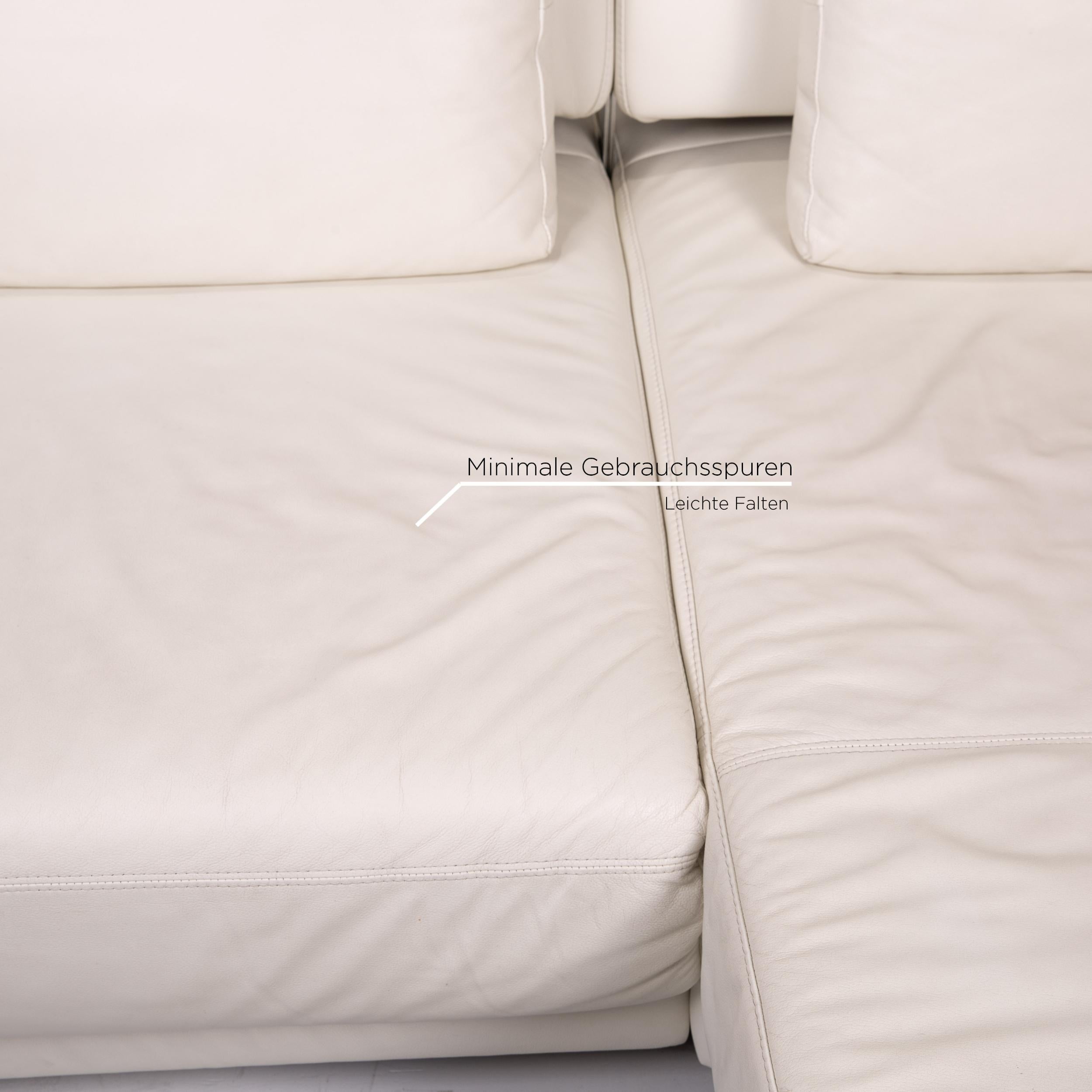 Ewald Schillig Leather Corner Sofa White Sofa Couch In Good Condition In Cologne, DE