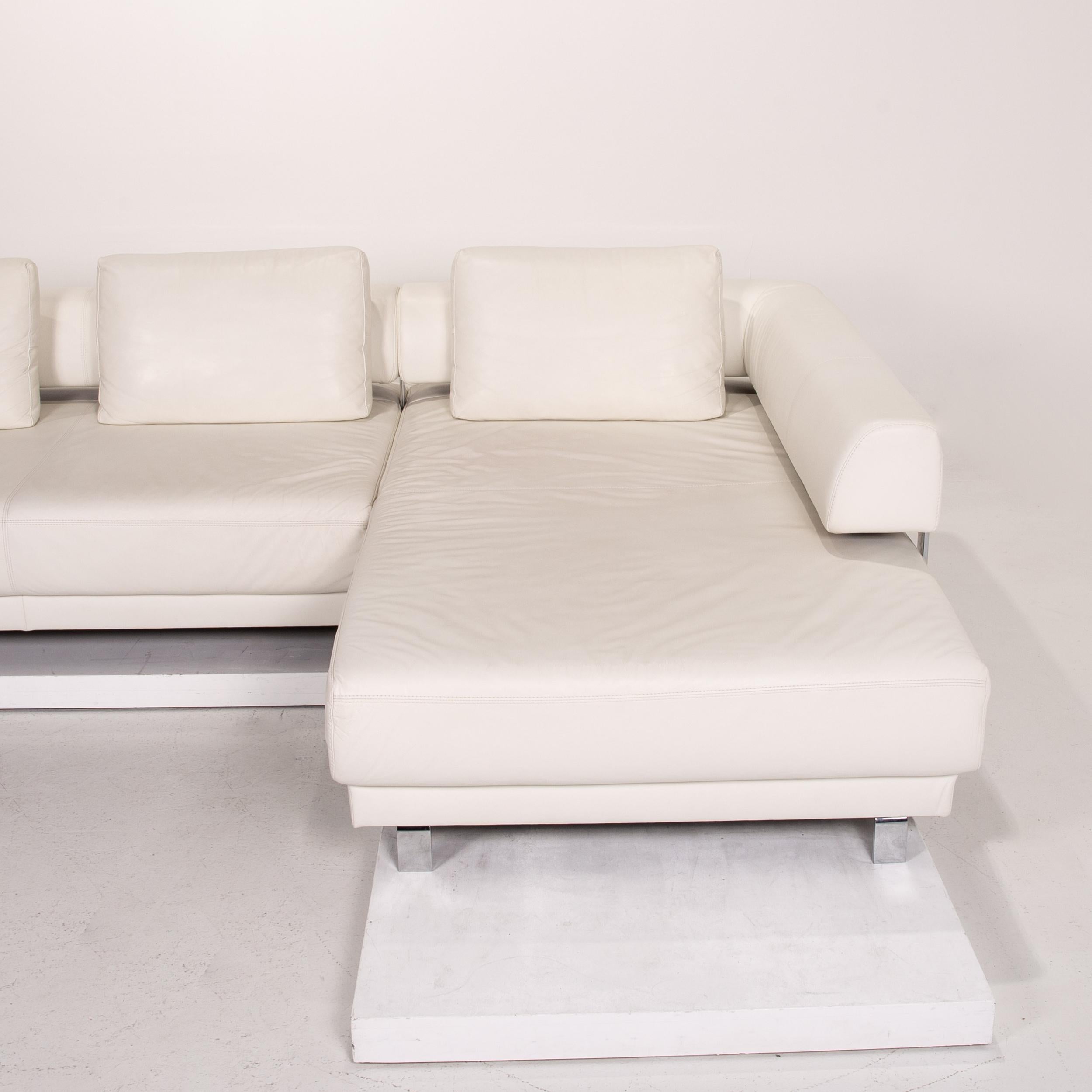Ewald Schillig Leather Corner Sofa White Sofa Couch 3