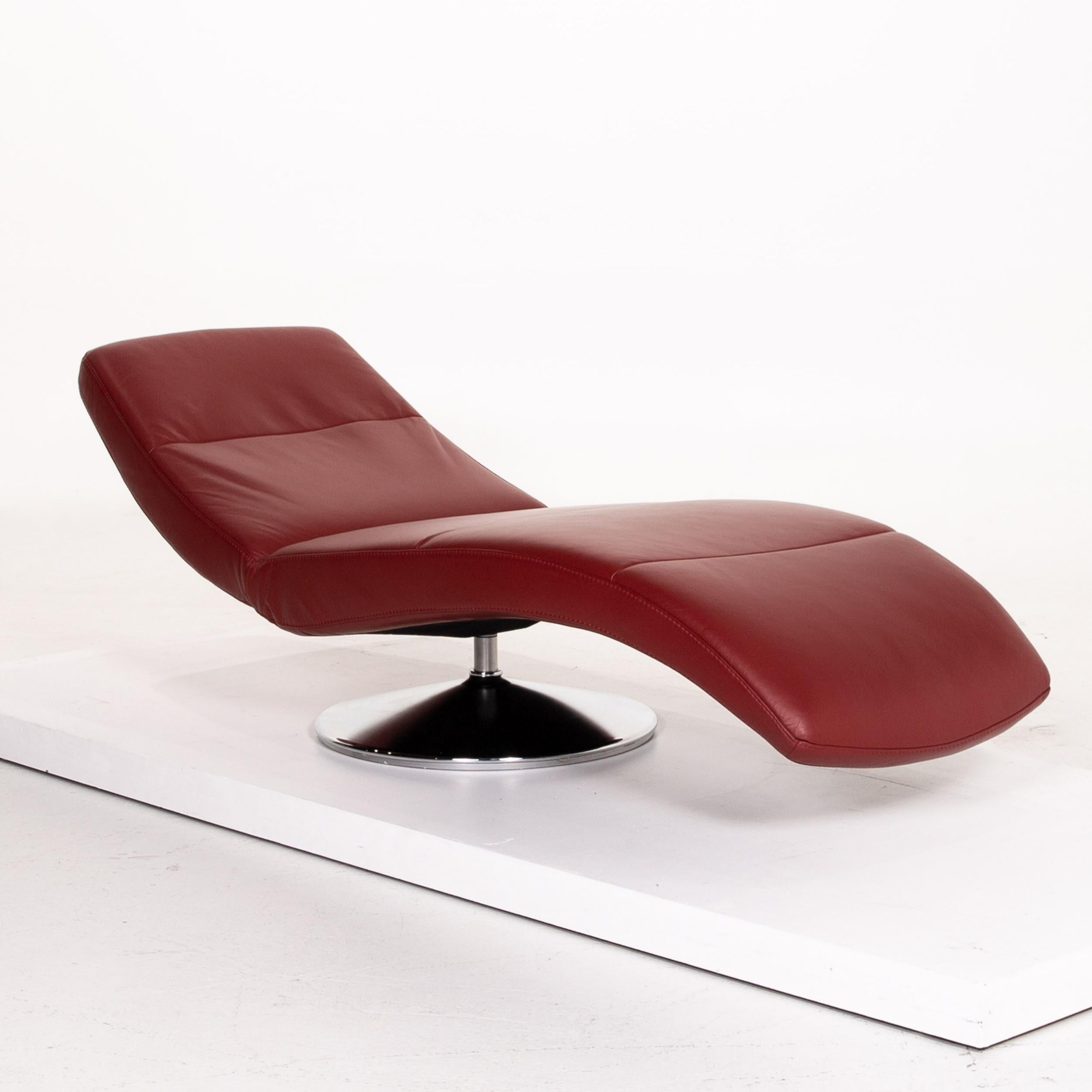 Modern Ewald Schillig Leather Lounger Red Relax Lounger Relax Function Function Relax For Sale