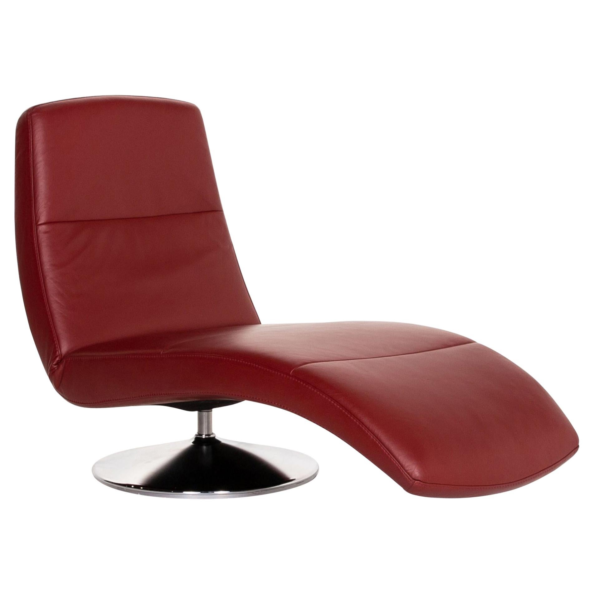 Ewald Schillig Leather Lounger Red Relax Lounger Relax Function Function Relax For Sale
