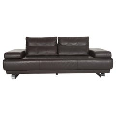 Ewald Schillig Leather Sofa Anthracite Two-Seater Couch