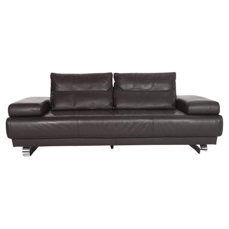 Ewald Schillig Leather Sofa Anthracite Two-Seater Couch For Sale at 1stDibs