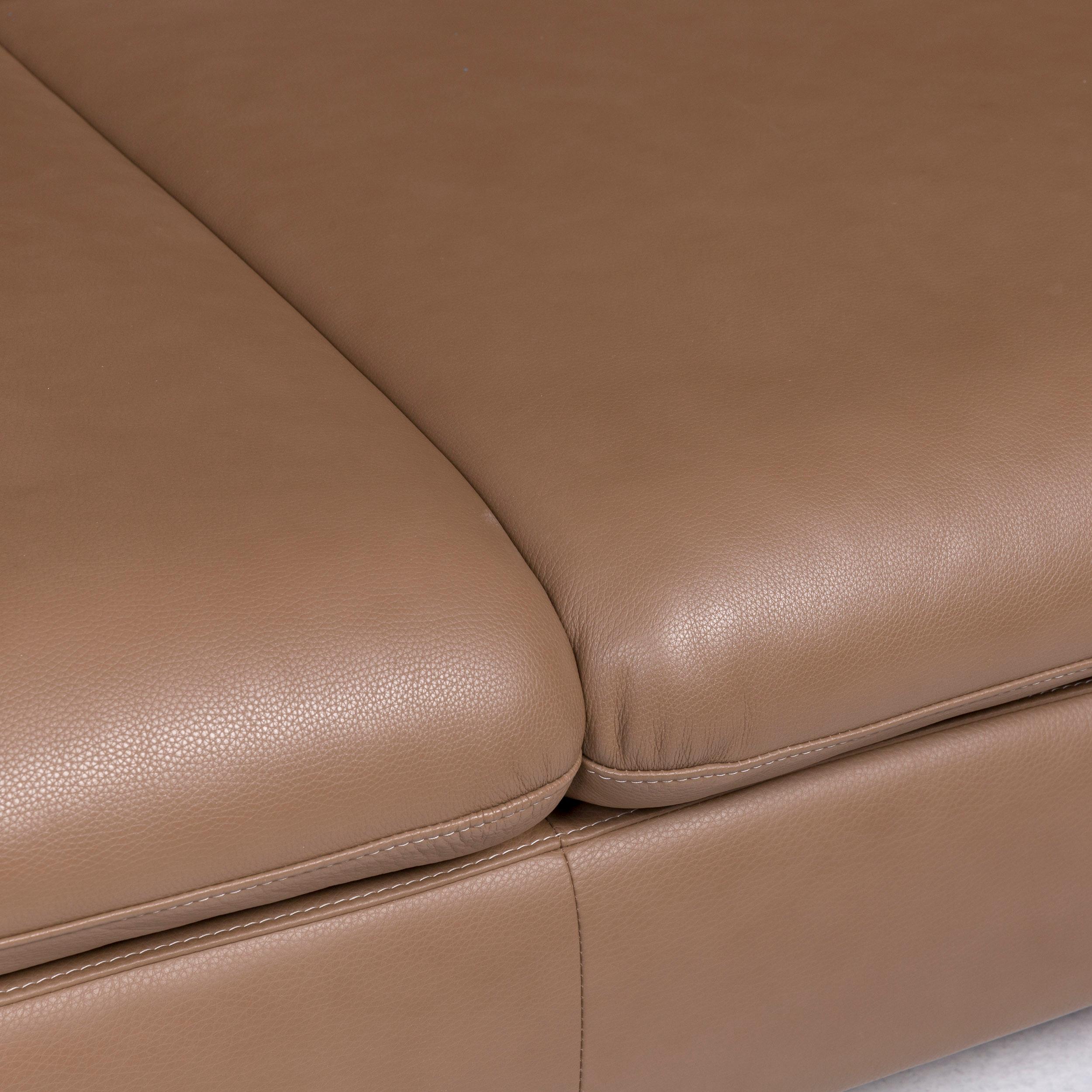 Modern Ewald Schillig Leather Sofa Beige Corner Sofa For Sale