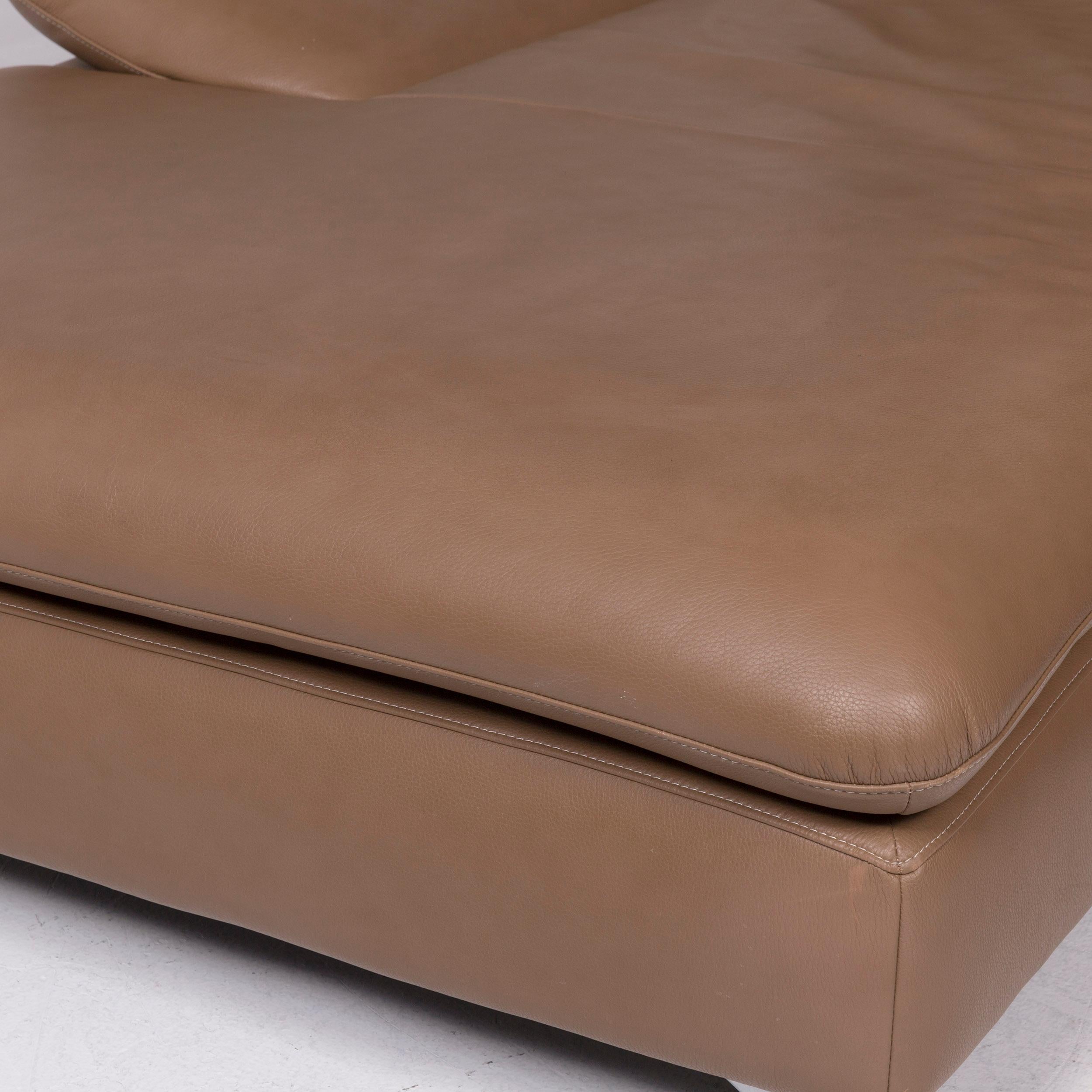 German Ewald Schillig Leather Sofa Beige Corner Sofa For Sale