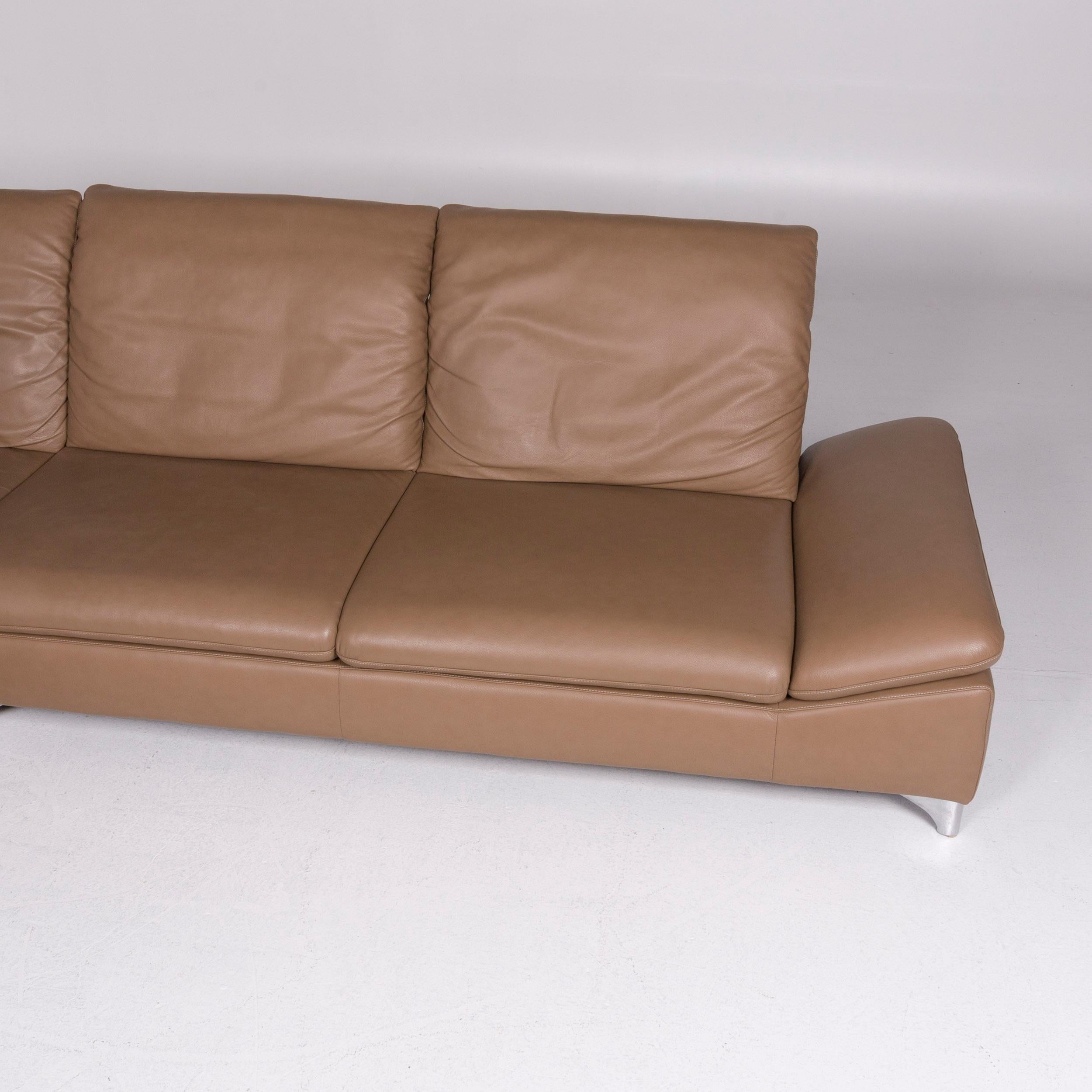 Ewald Schillig Leather Sofa Beige Corner Sofa In Good Condition For Sale In Cologne, DE