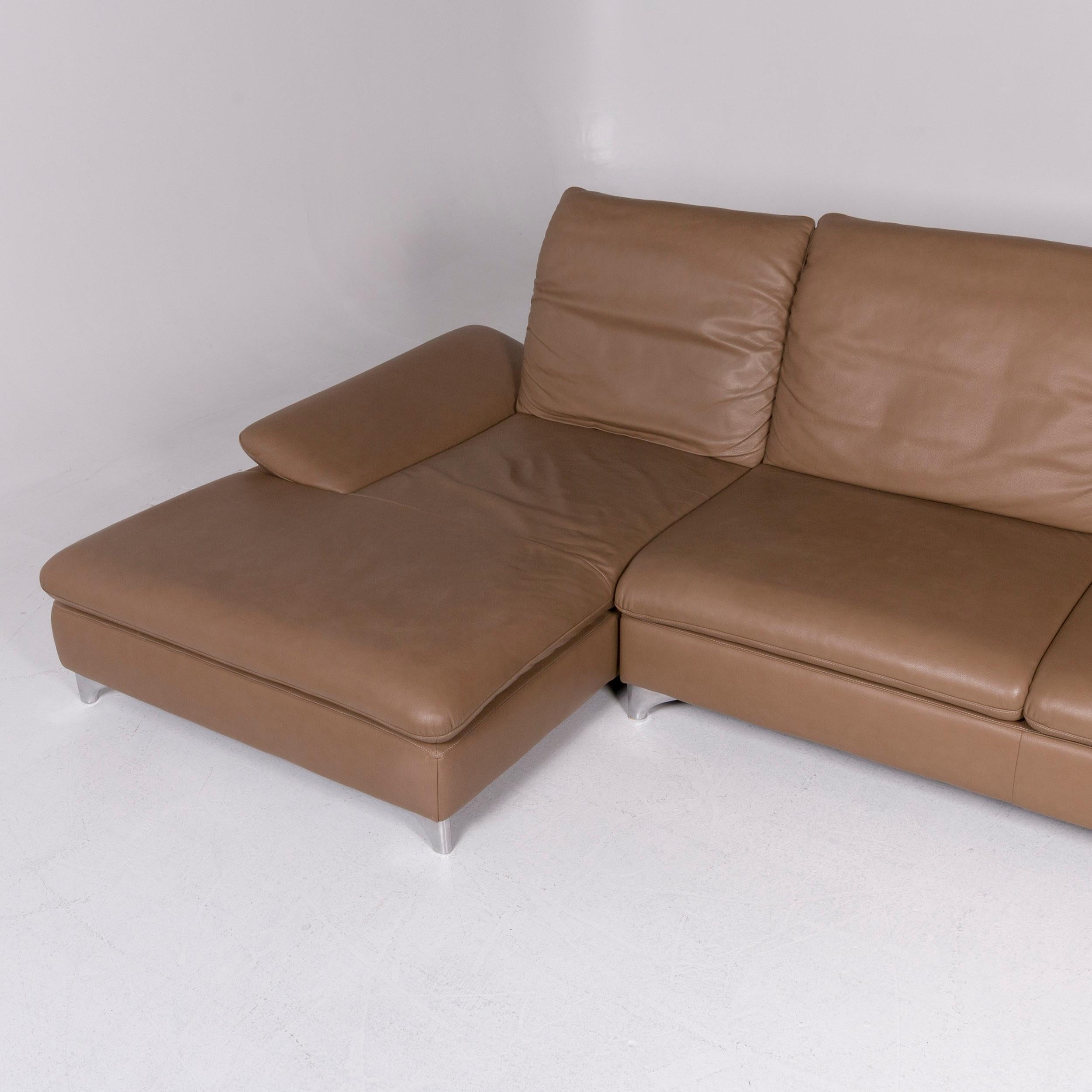 Contemporary Ewald Schillig Leather Sofa Beige Corner Sofa For Sale
