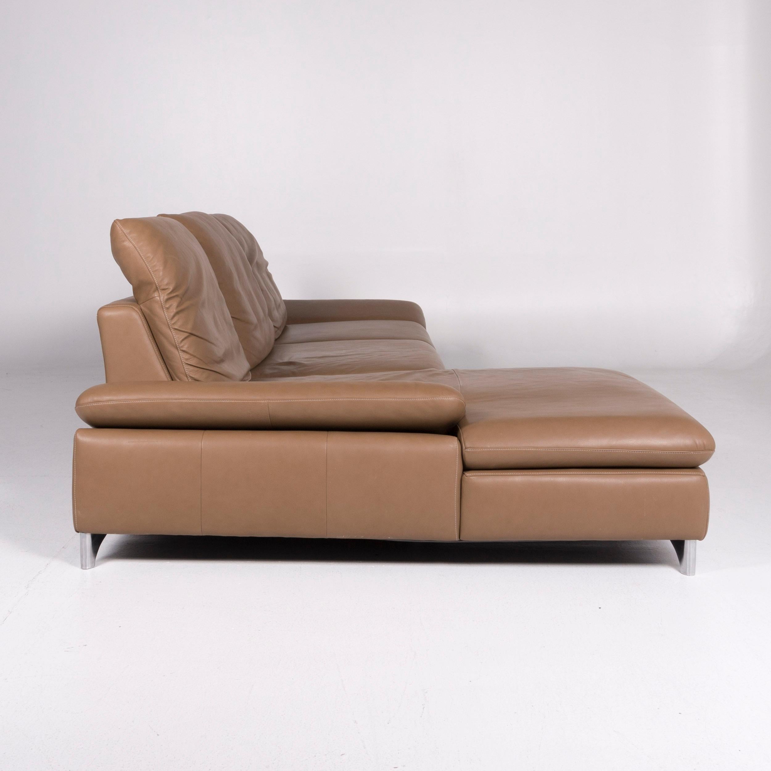 Ewald Schillig Leather Sofa Beige Corner Sofa For Sale 2