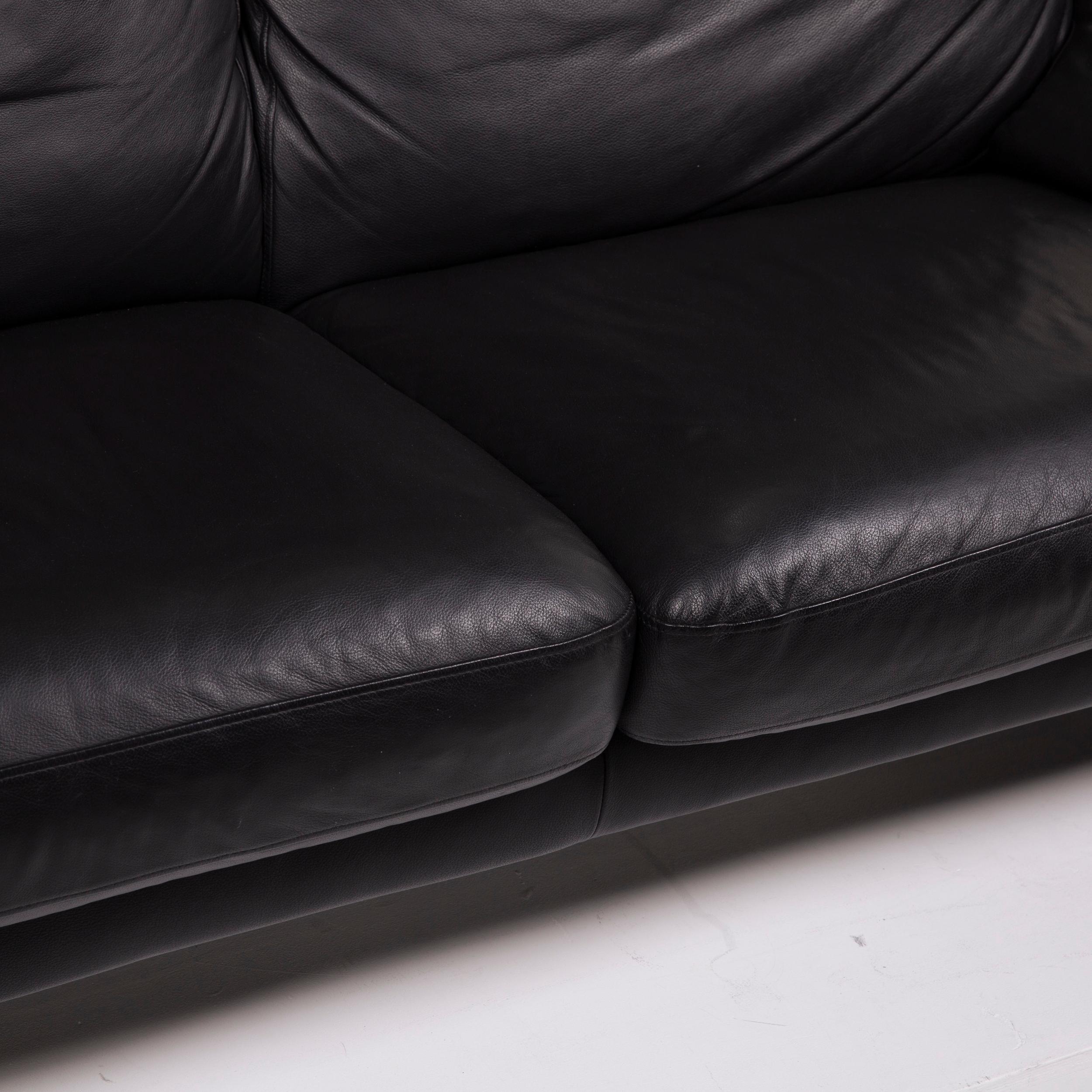 Modern Ewald Schillig Leather Sofa Black Two-Seat For Sale