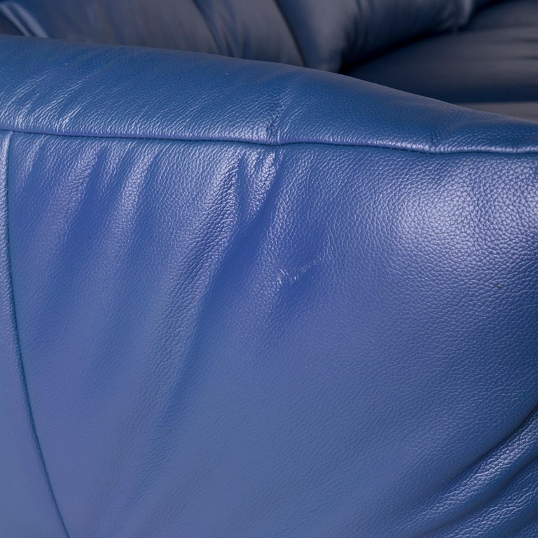 Ewald Schillig Leather Sofa Blue Corner Sofa at 1stDibs