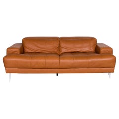 Ewald Schillig Leather Sofa Brown Cognac Three-Seater Couch