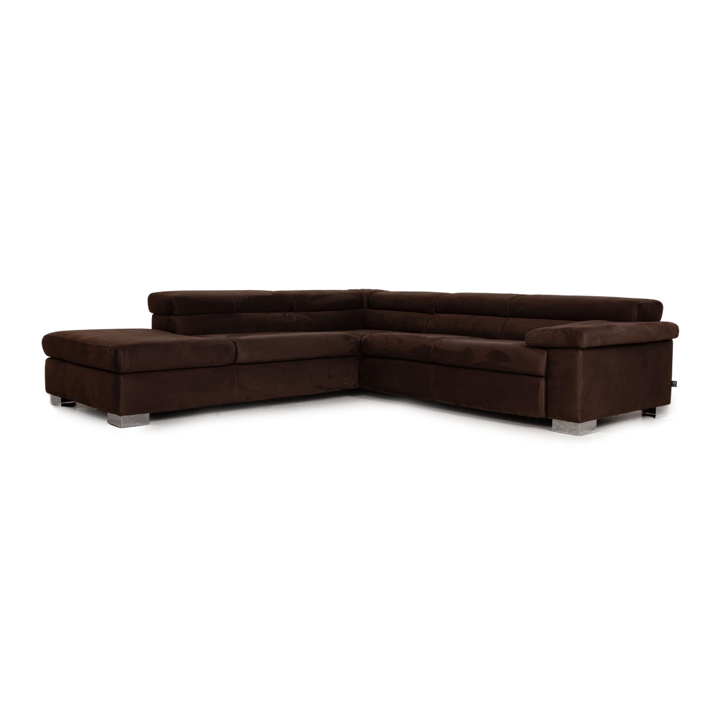 Ewald Schillig Leather Sofa Brown Corner Sofa Function Couch For Sale 4