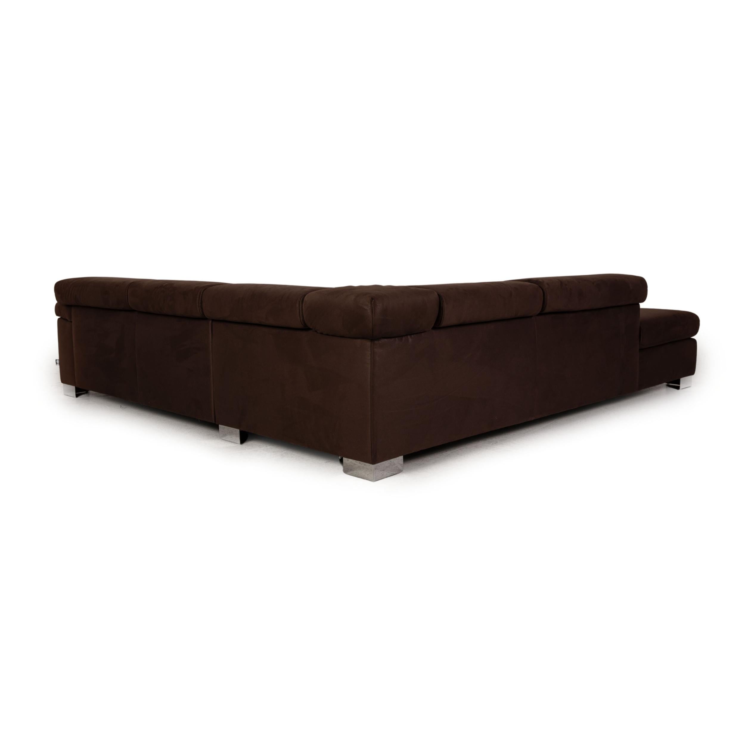 Ewald Schillig Leather Sofa Brown Corner Sofa Function Couch For Sale 6