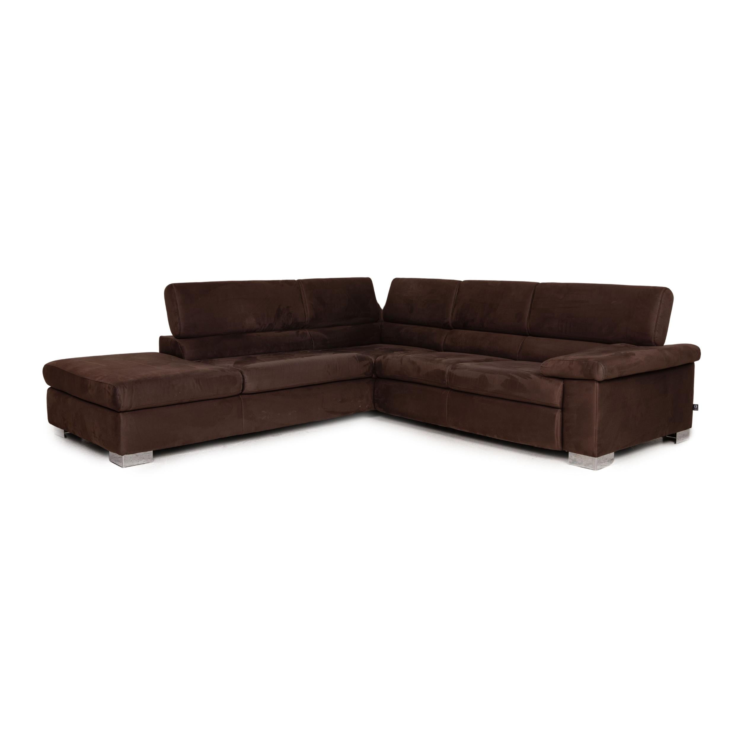 Modern Ewald Schillig Leather Sofa Brown Corner Sofa Function Couch For Sale