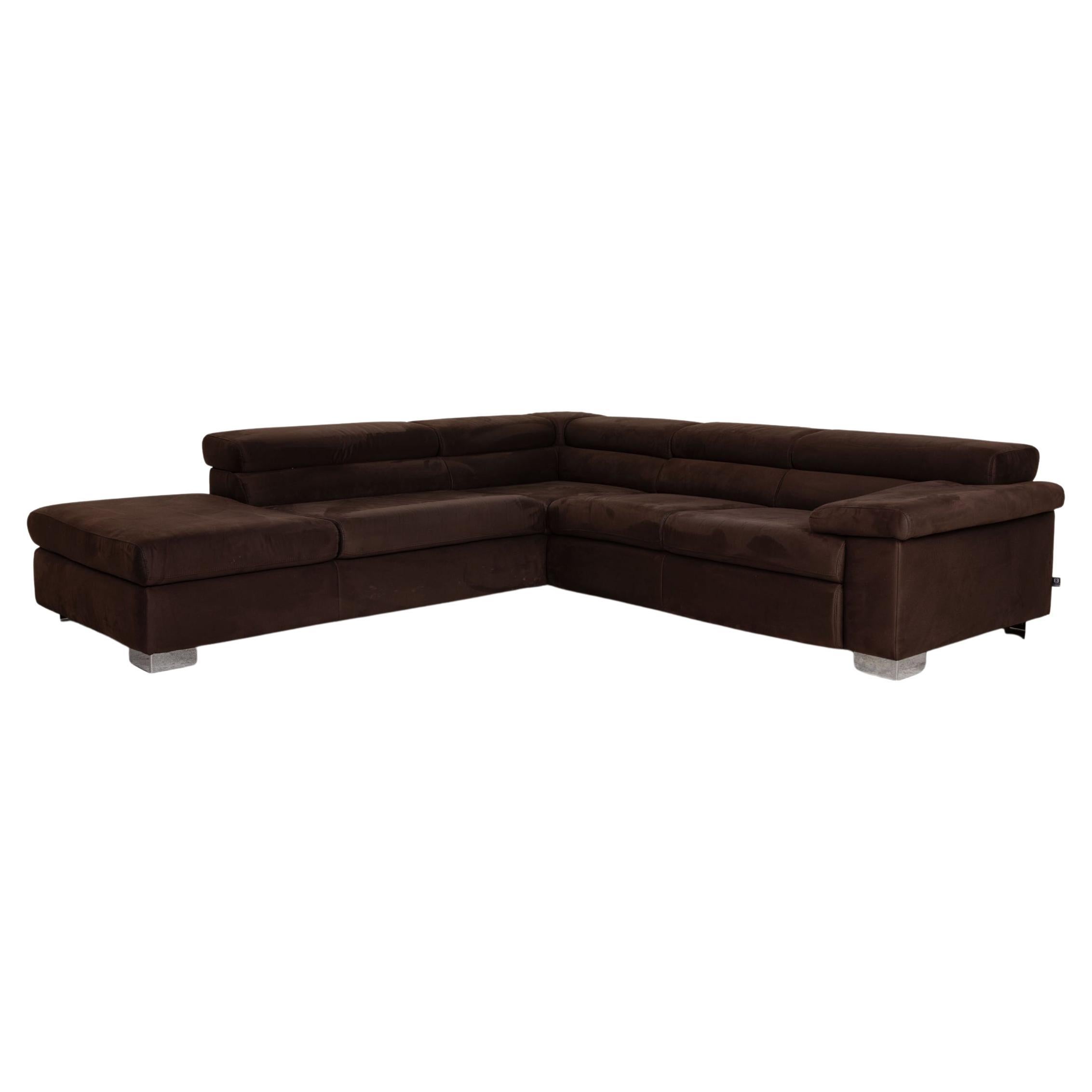Ewald Schillig Leather Sofa Brown Corner Sofa Function Couch For Sale