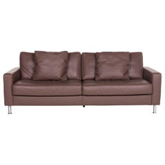 Ewald Schillig Leather Sofa Brown Three-Seat Couch