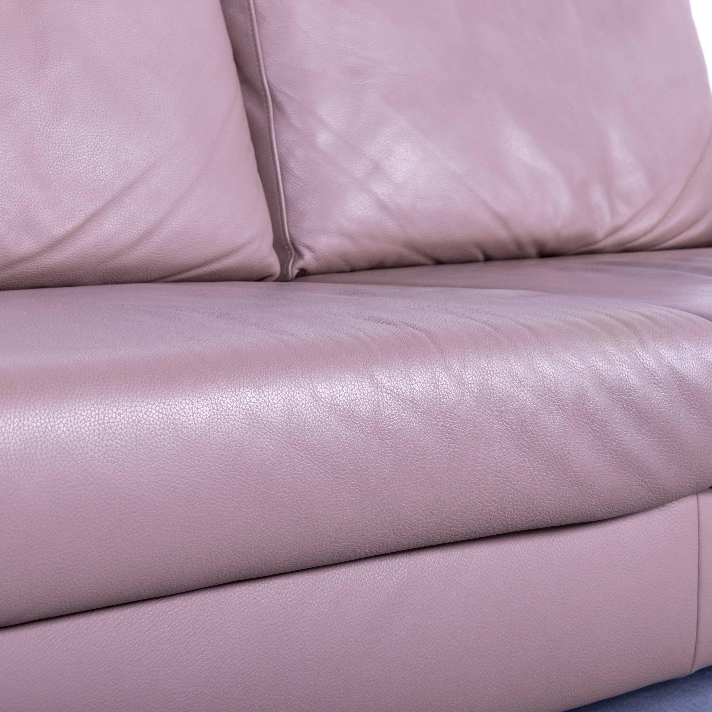 German Ewald Schillig Leather Sofa Brown Three-Seat For Sale