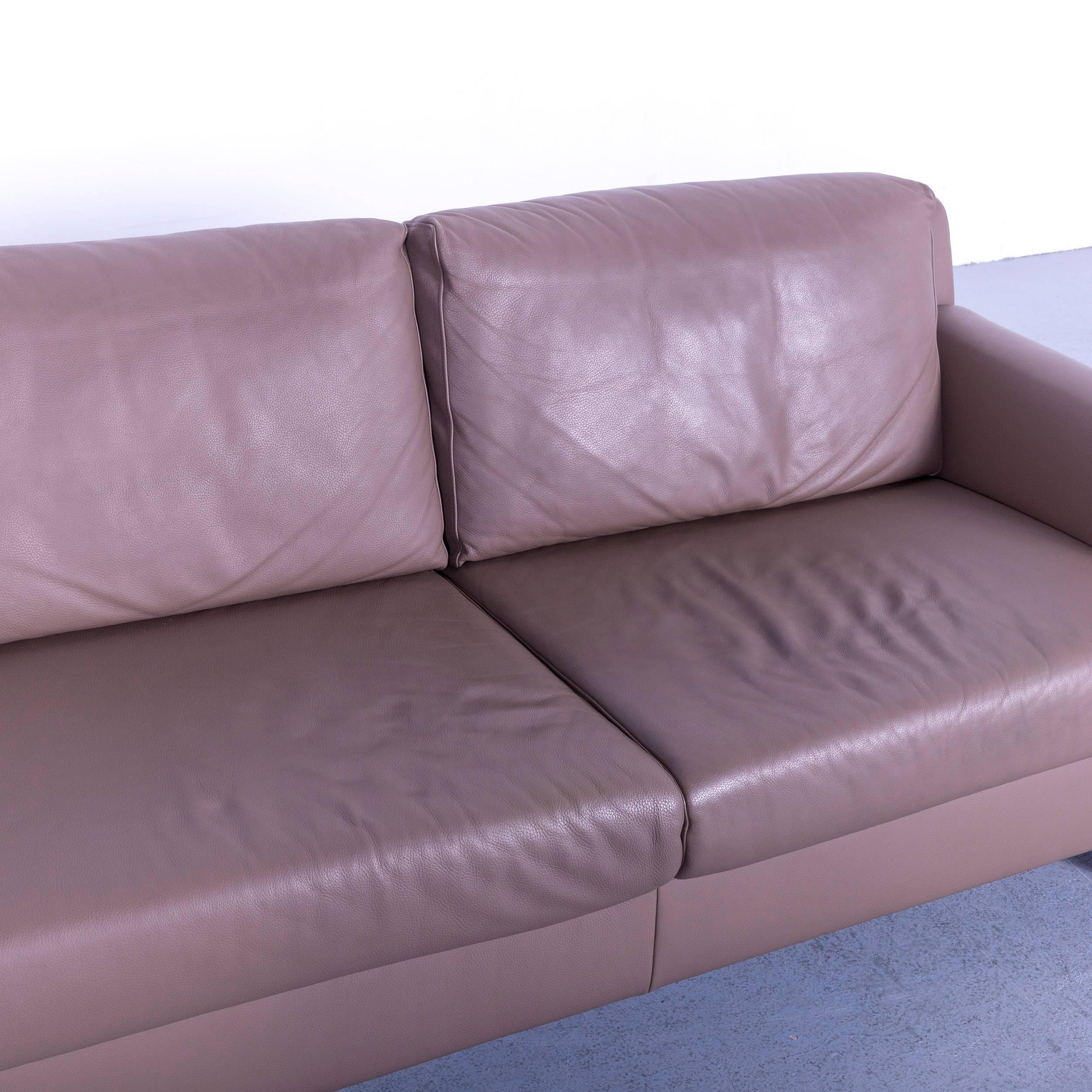 Ewald Schillig Leather Sofa Brown Three-Seat In Good Condition For Sale In Cologne, DE