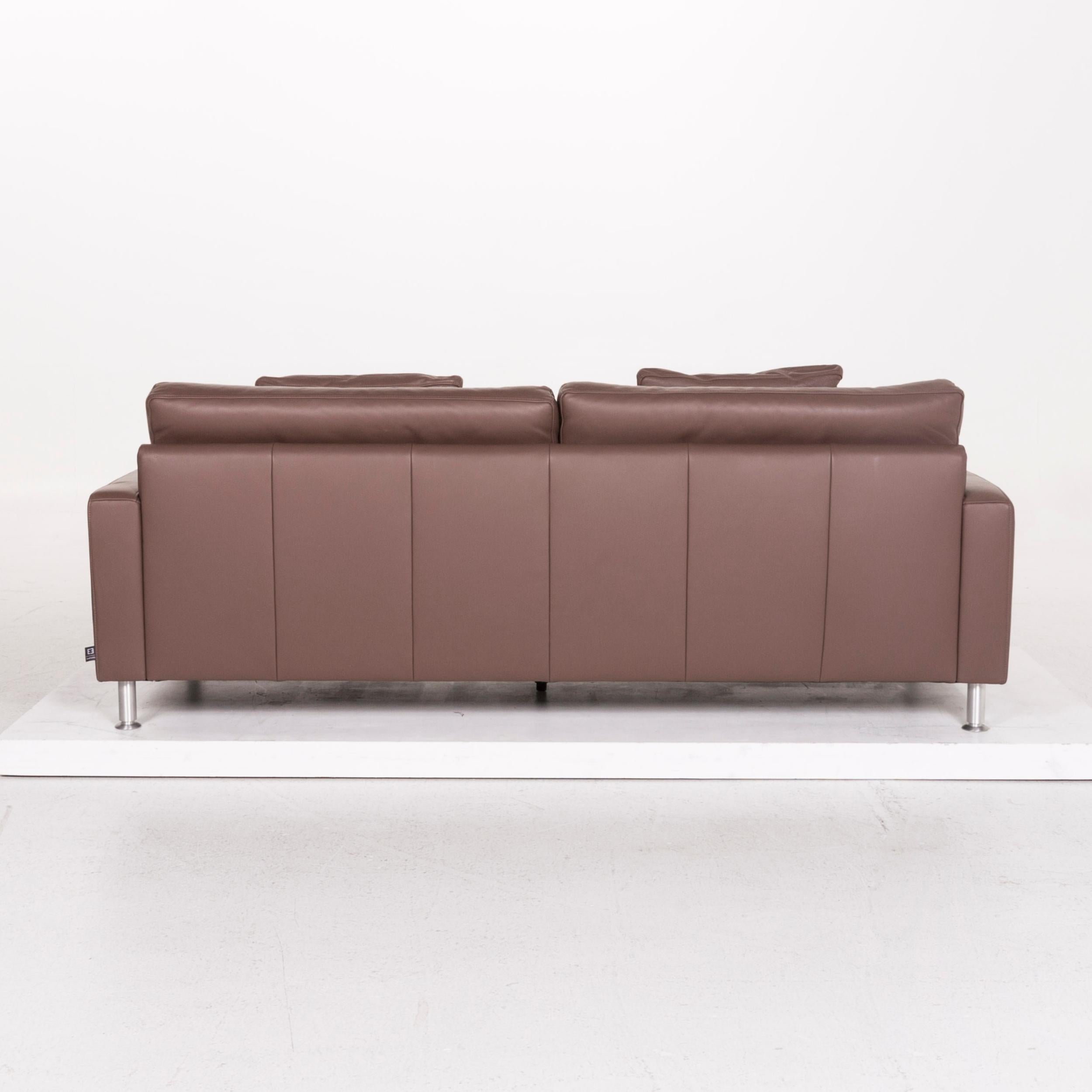 Ewald Schillig Leather Sofa Brown Three-Seat Couch For Sale 1