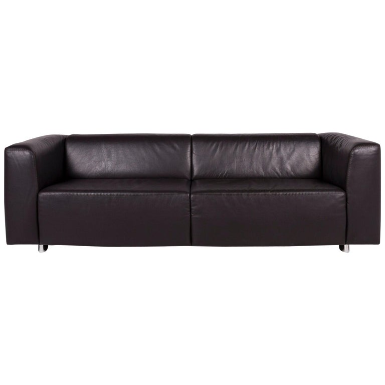 Ewald Schillig Leather Sofa Brown Three-Seat Couch For ...