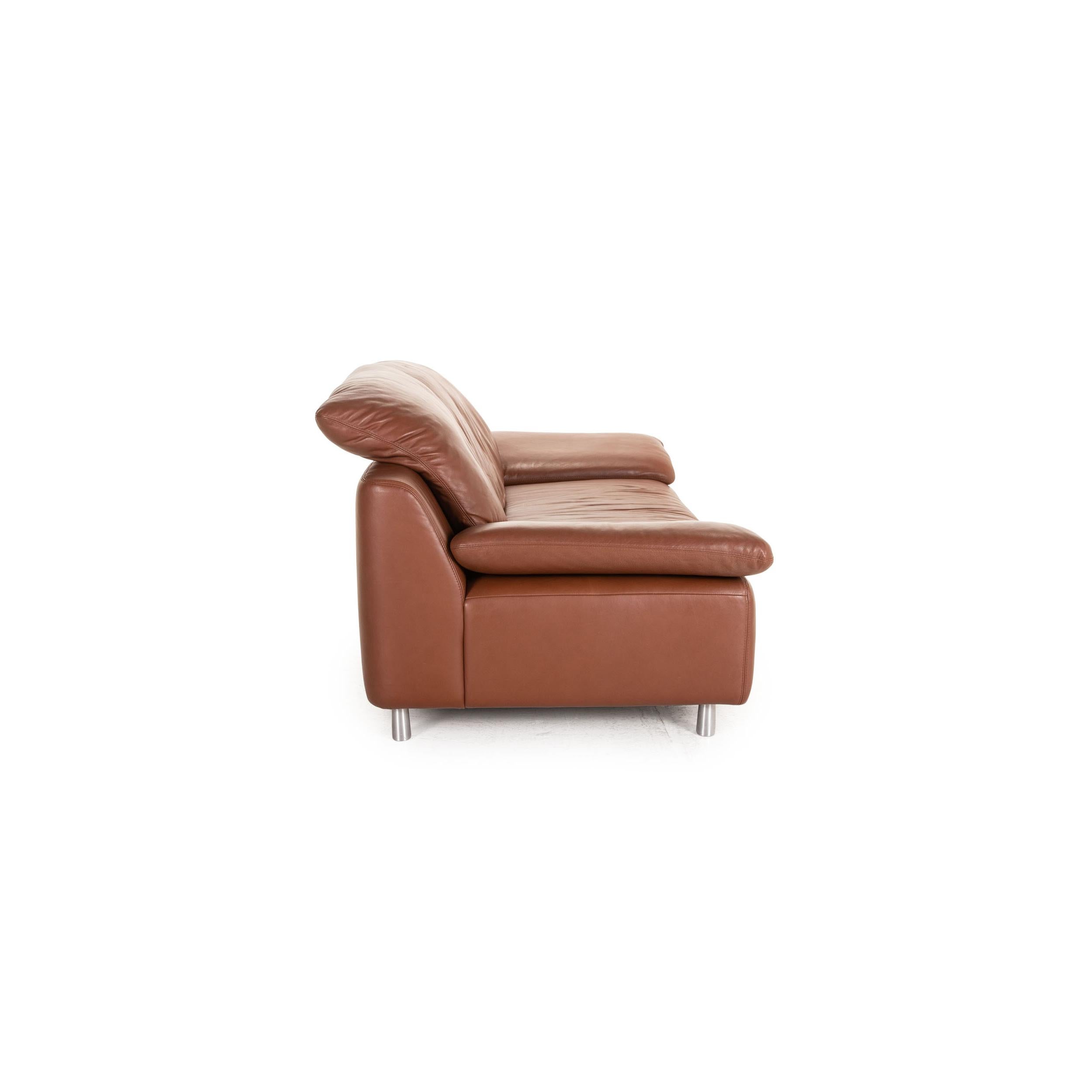 Ewald Schillig Leather Sofa Brown Two-Seater Couch For Sale 1
