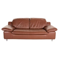 Ewald Schillig Leather Sofa Brown Two-Seater Couch