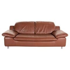 Braunes Leder-Sofa mit zwei Sitzern von Ewald Schillig