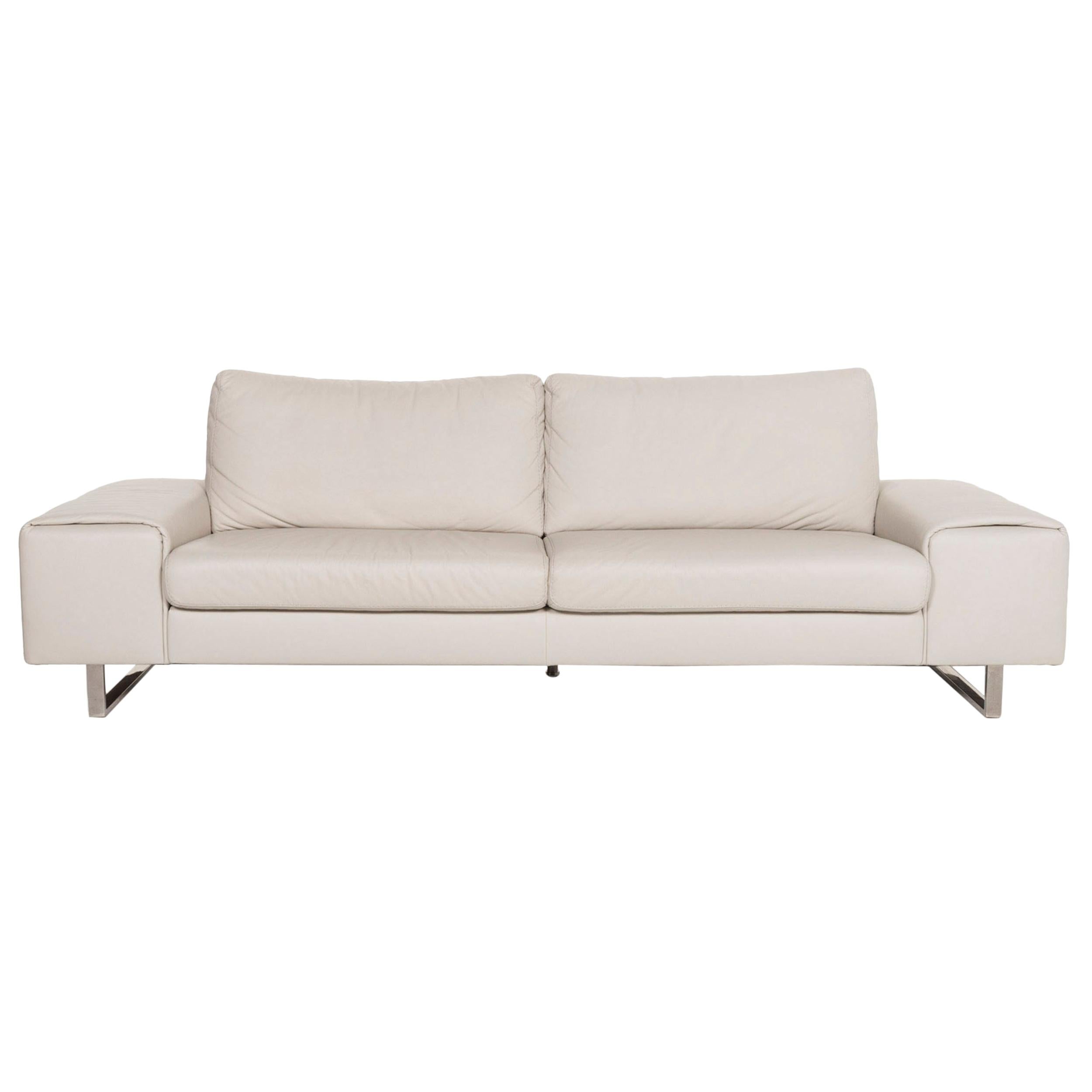 Ewald Schillig Leather Sofa Gray Three-Seat For Sale