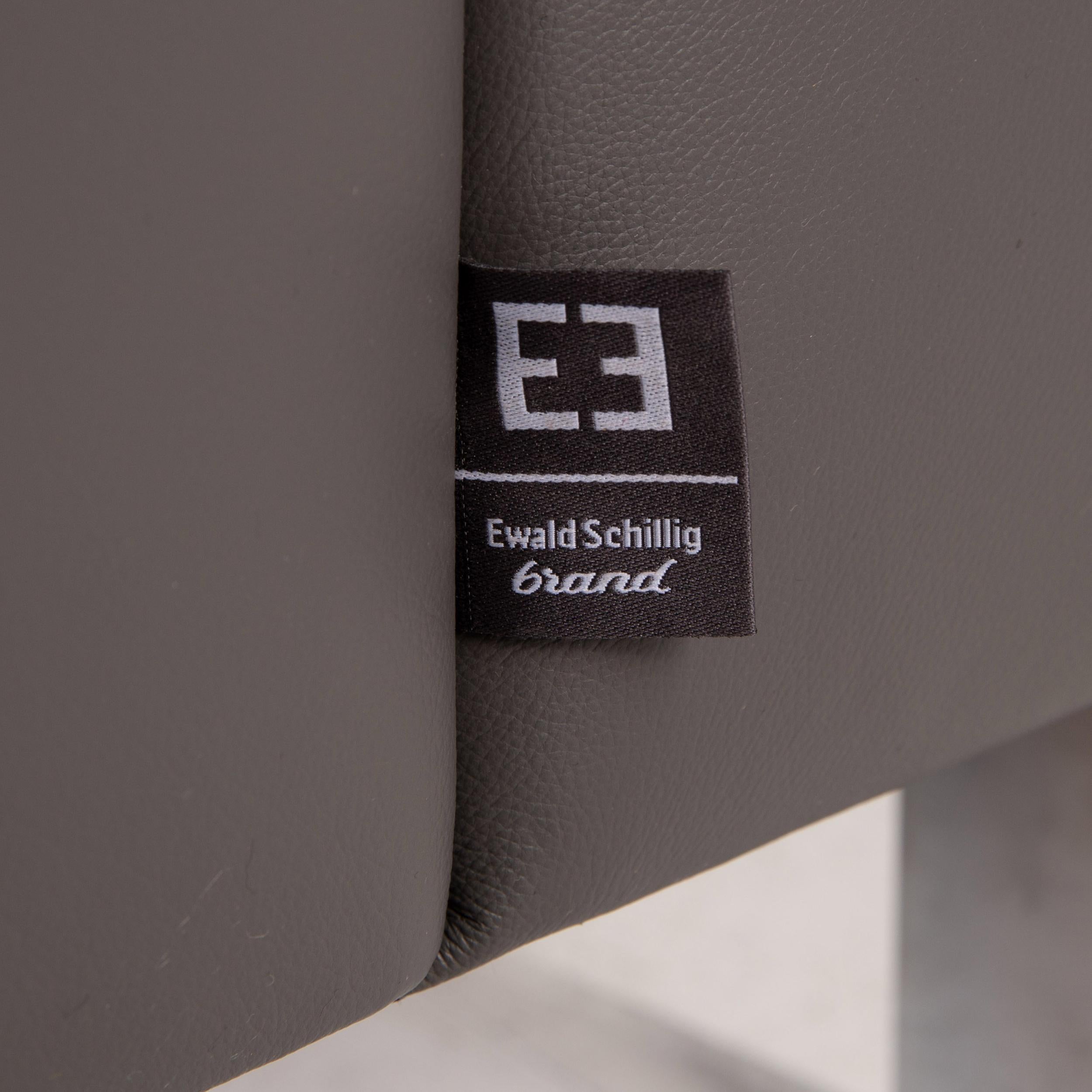 Ewald Schillig Leather Sofa Gray Three-Seat Couch In Excellent Condition For Sale In Cologne, DE