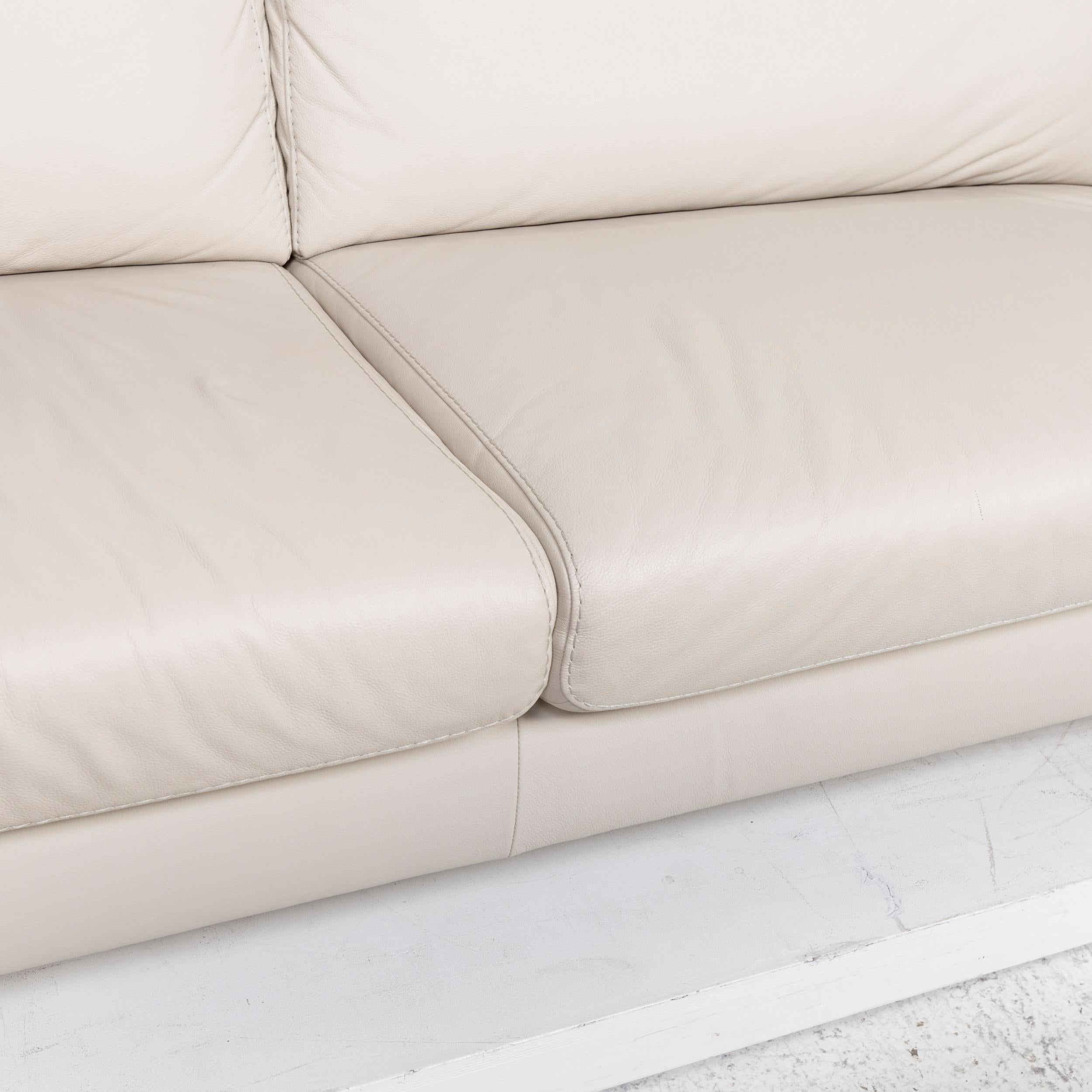 Modern Ewald Schillig Leather Sofa Gray Three-Seat For Sale