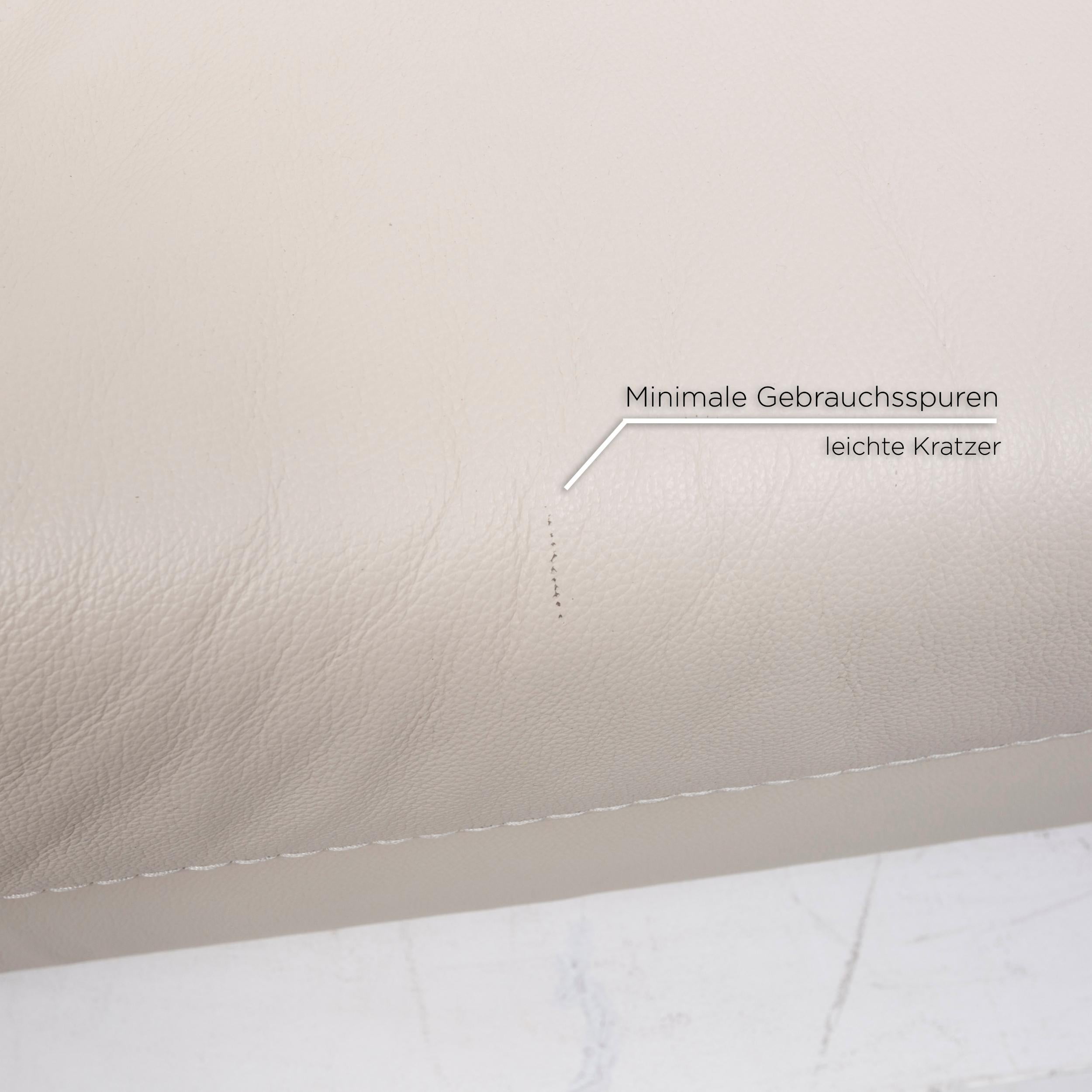 German Ewald Schillig Leather Sofa Gray Three-Seat For Sale