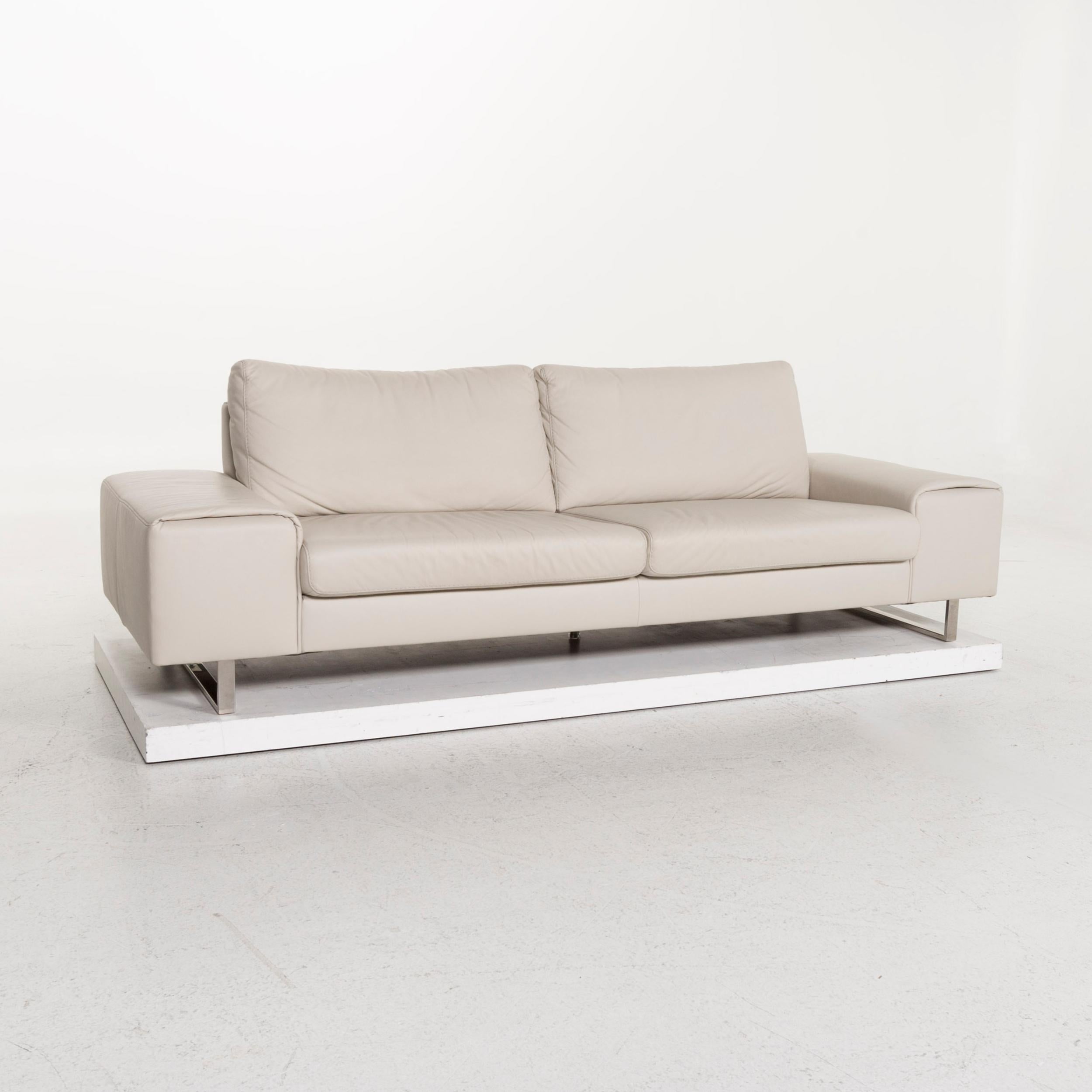 Contemporary Ewald Schillig Leather Sofa Gray Three-Seat For Sale