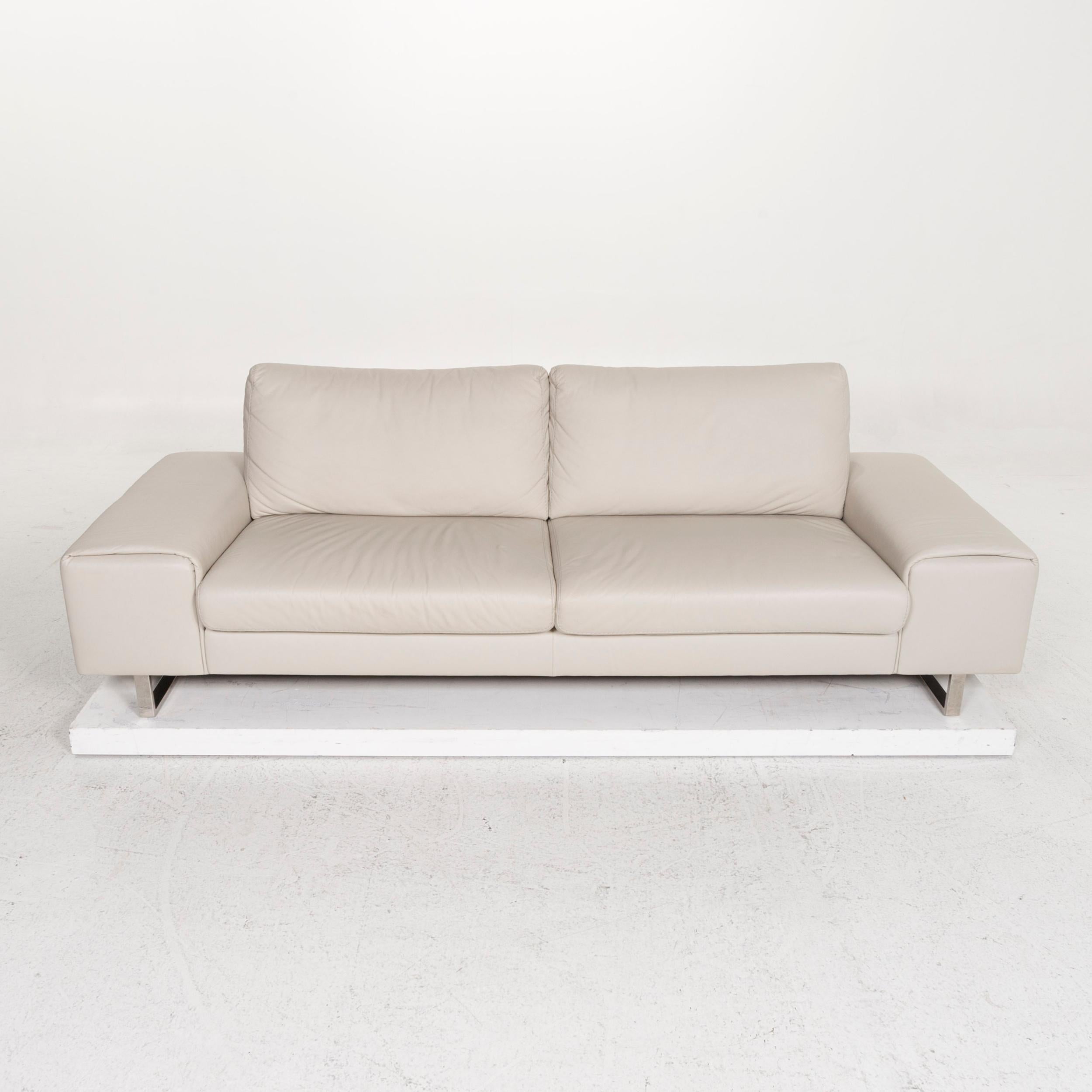 Ewald Schillig Leather Sofa Gray Three-Seat For Sale 1