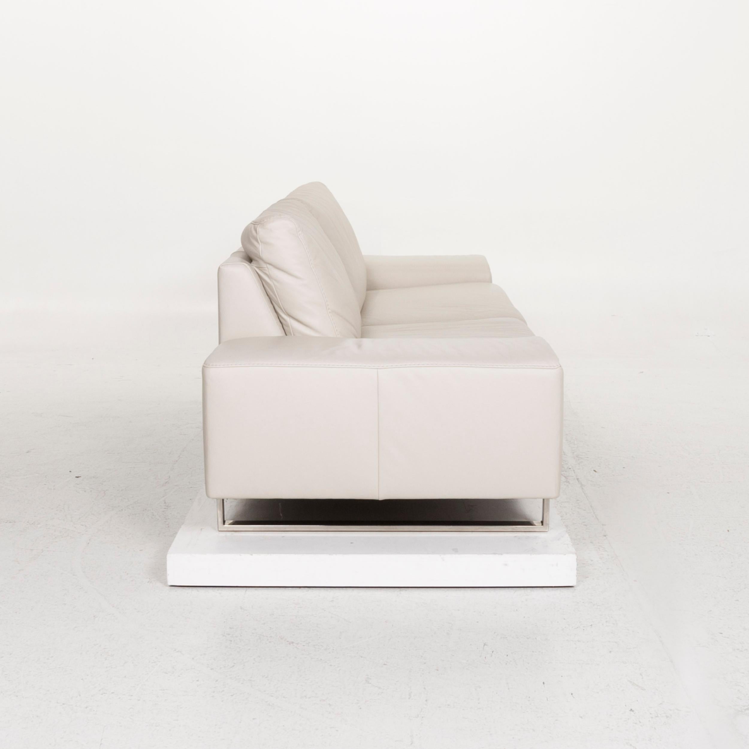 Ewald Schillig Leather Sofa Gray Three-Seat For Sale 2