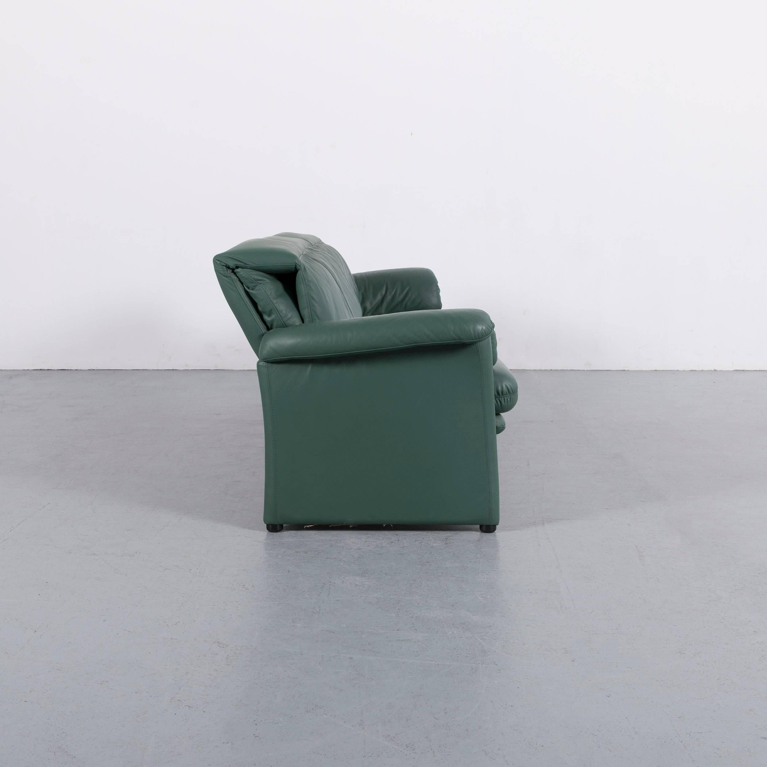 Ewald Schillig Leather Sofa Green Blue Three-Seat 3
