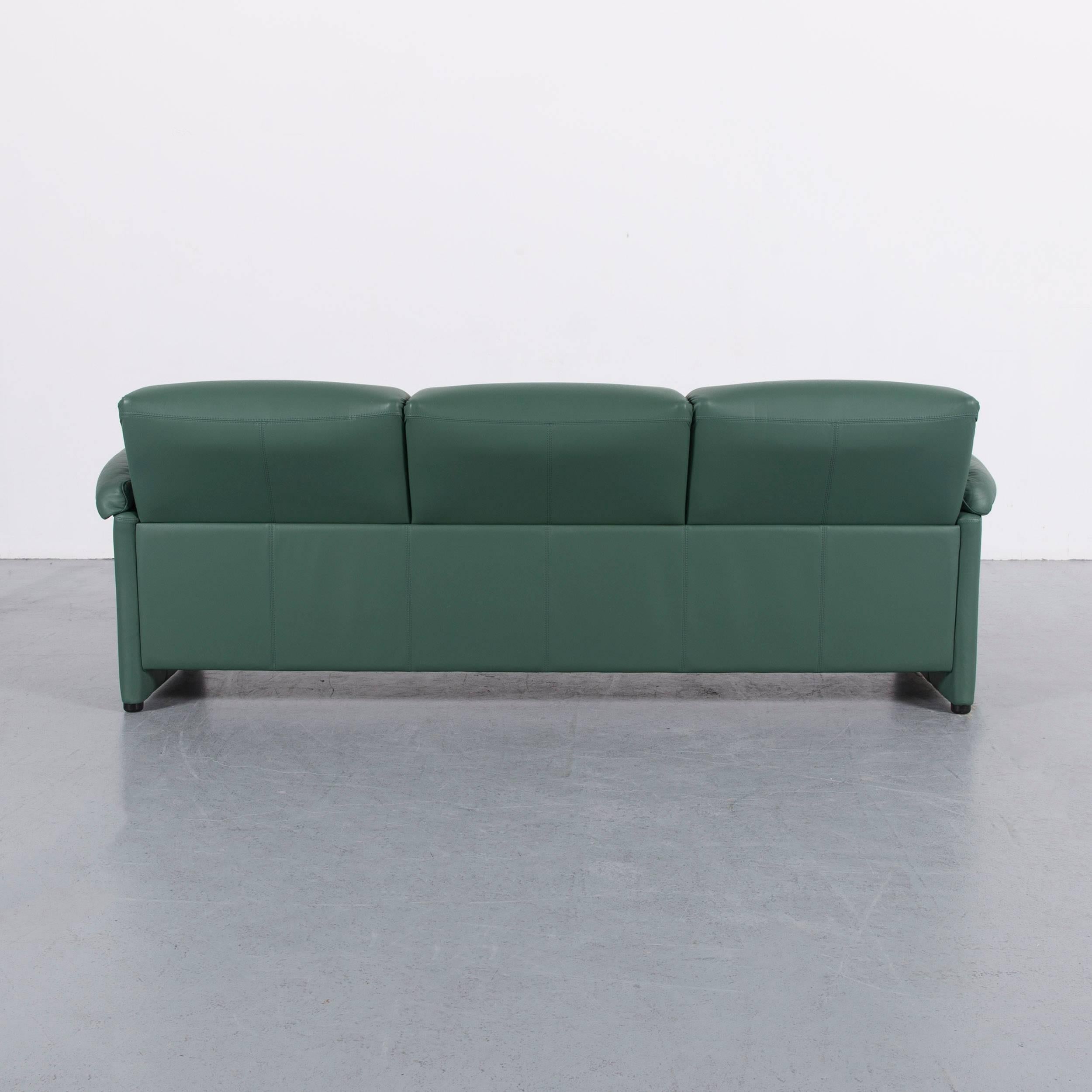 Contemporary Ewald Schillig Leather Sofa Green Blue Three-Seat