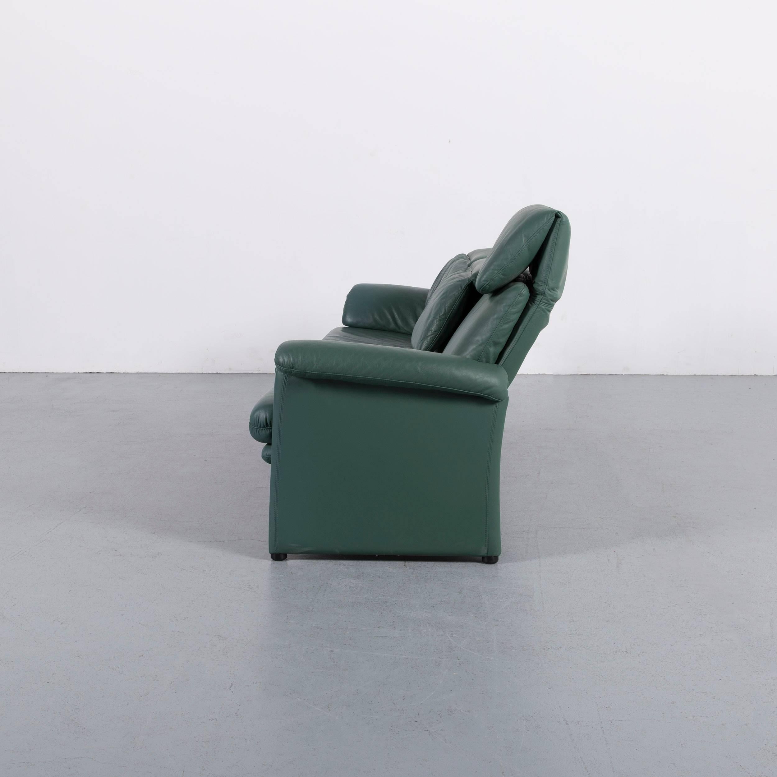Ewald Schillig Leather Sofa Green Blue Three-Seat 1