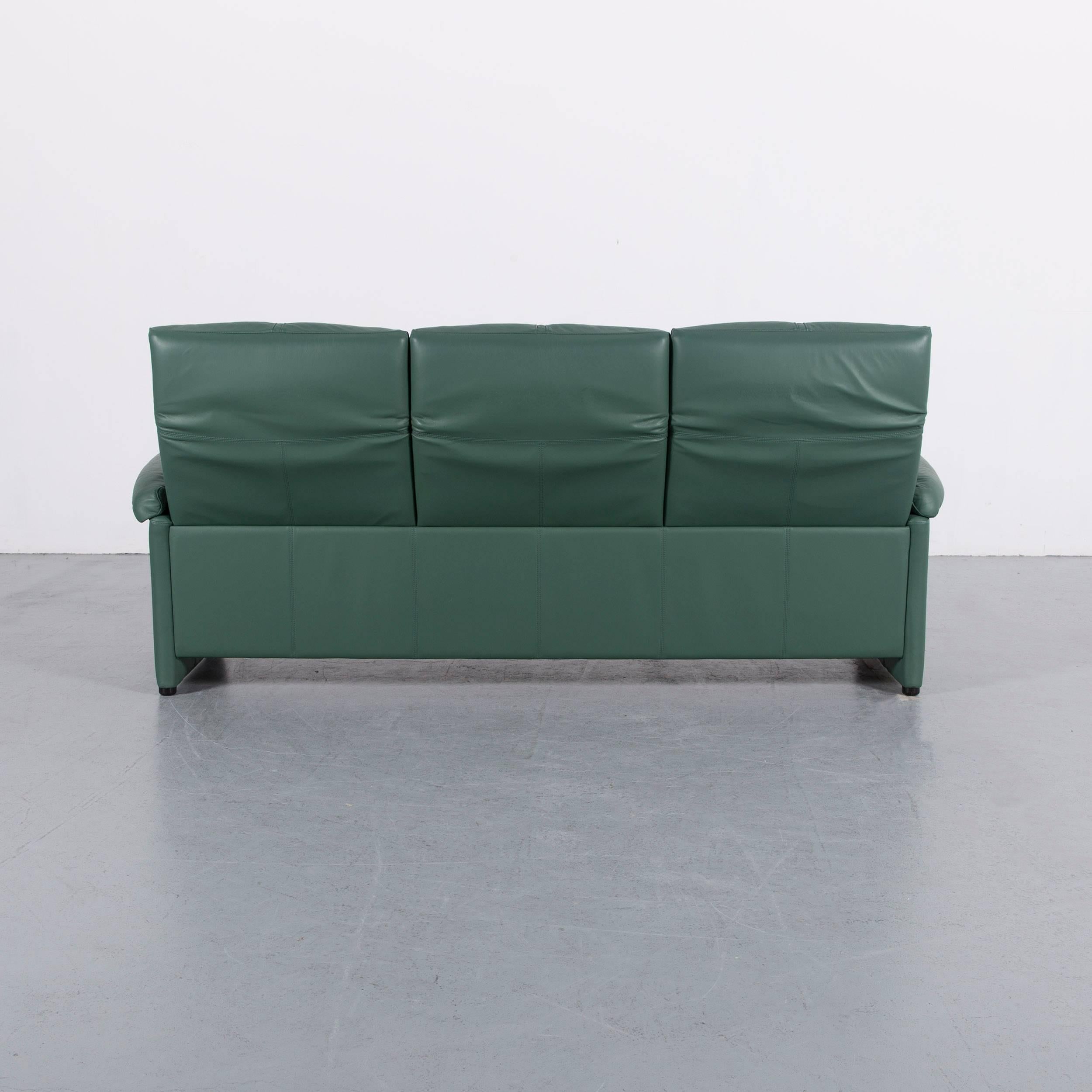 Ewald Schillig Leather Sofa Green Blue Three-Seat 2