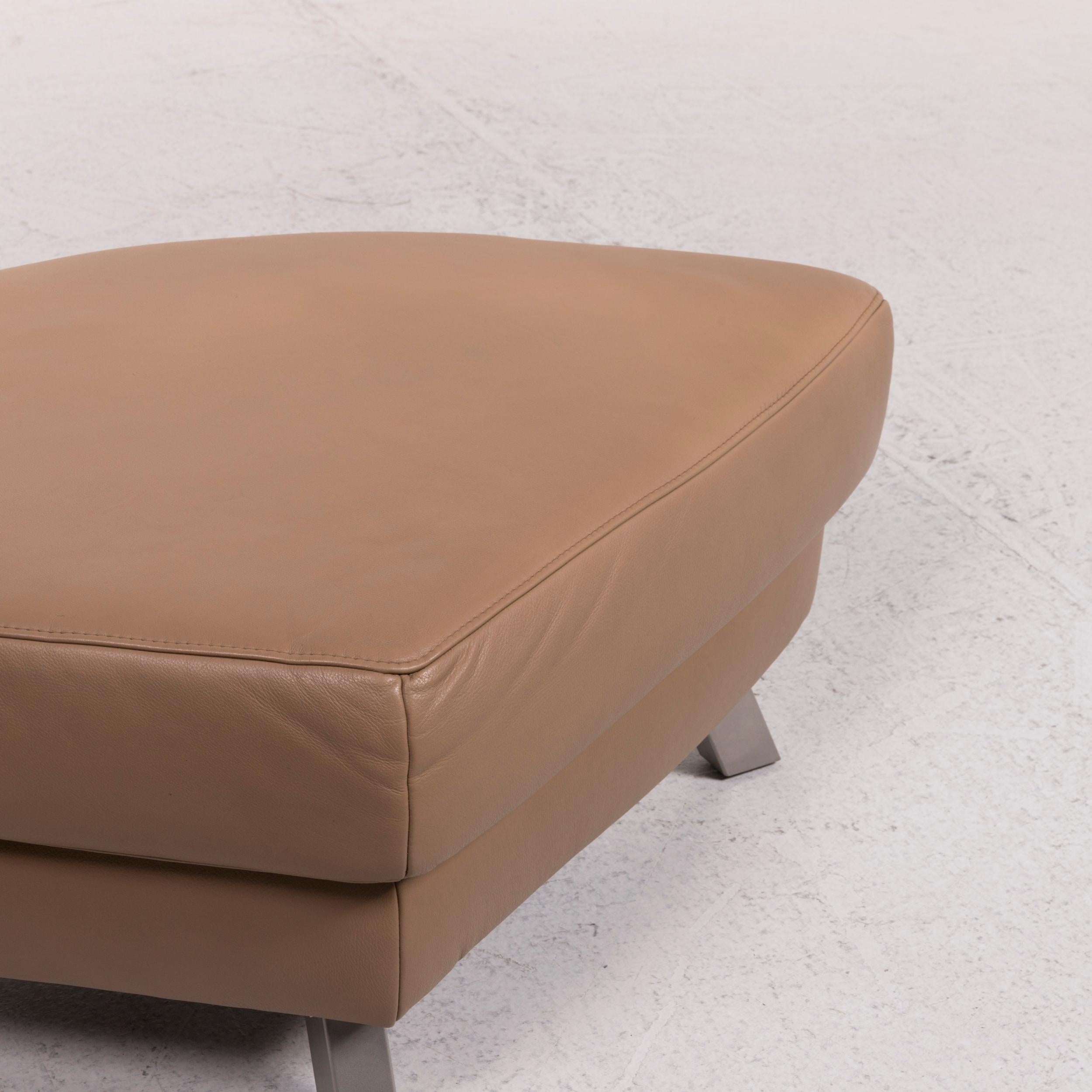 German Ewald Schillig Leather Sofa Set Beige Corner Sofa Armchair Stool