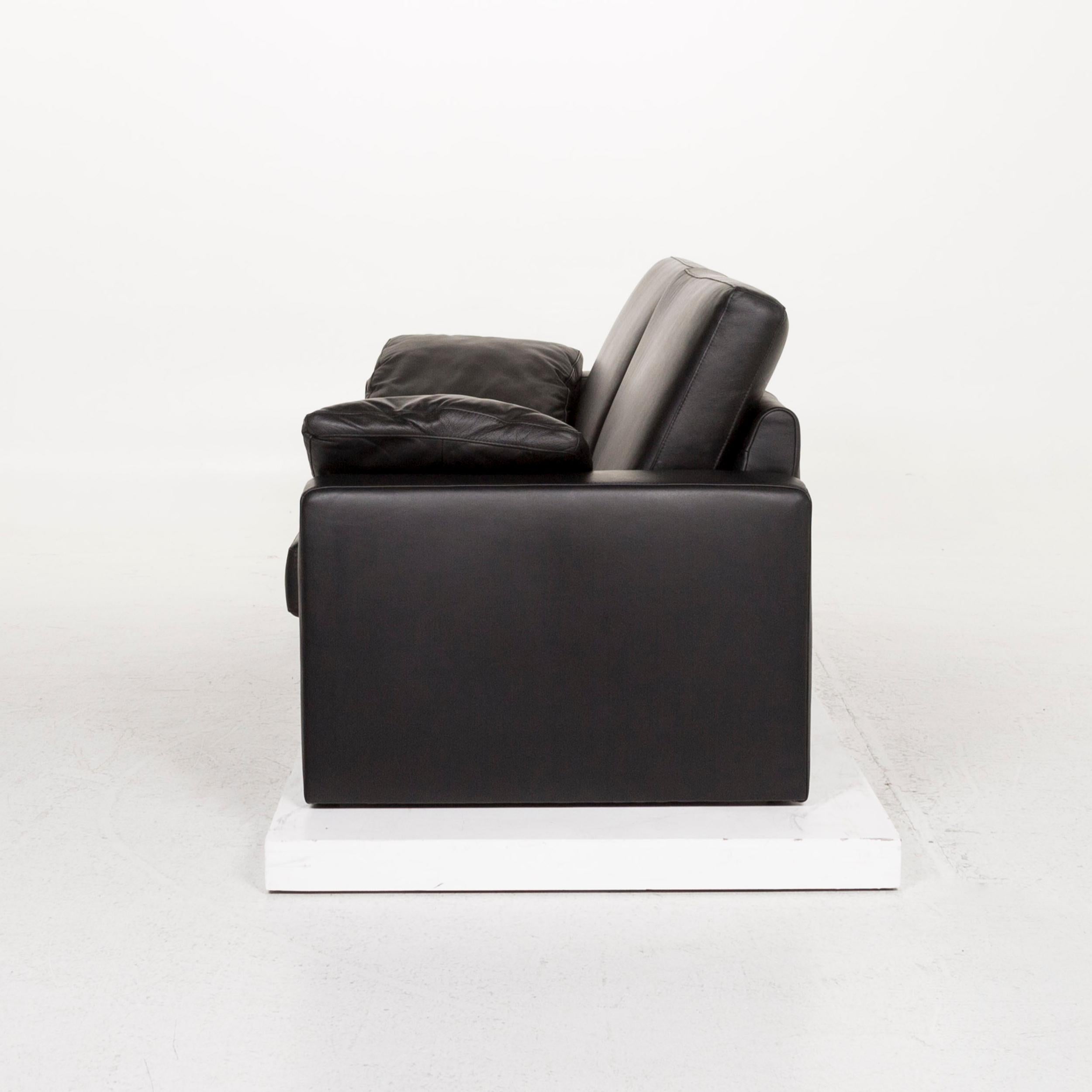 Ewald Schillig Leather Sofa Set Black 2 Three-Seat Couch 2