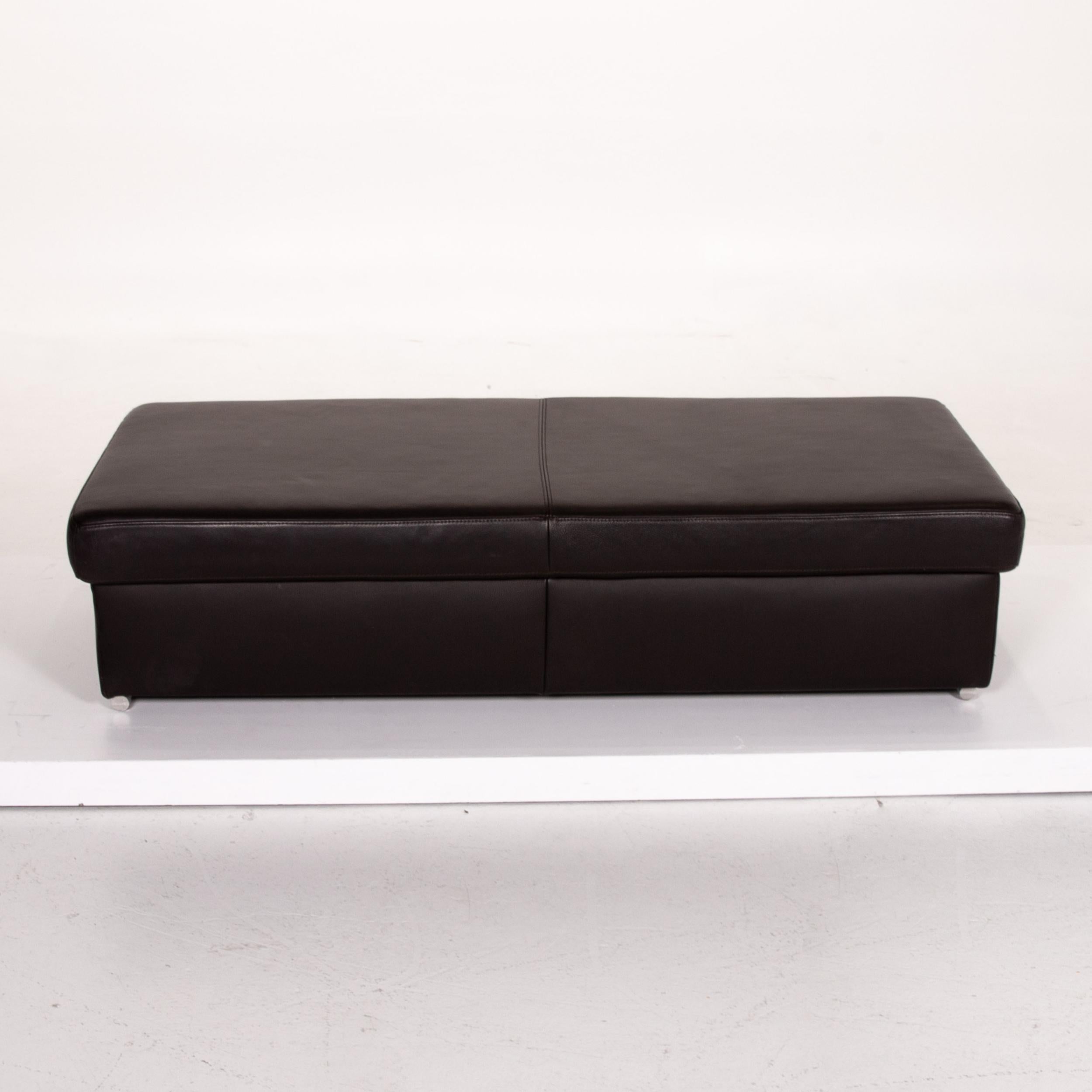 Ewald Schillig Leather Sofa Set Dark Brown Brown 1 Corner Sofa 1 Stool For Sale 2
