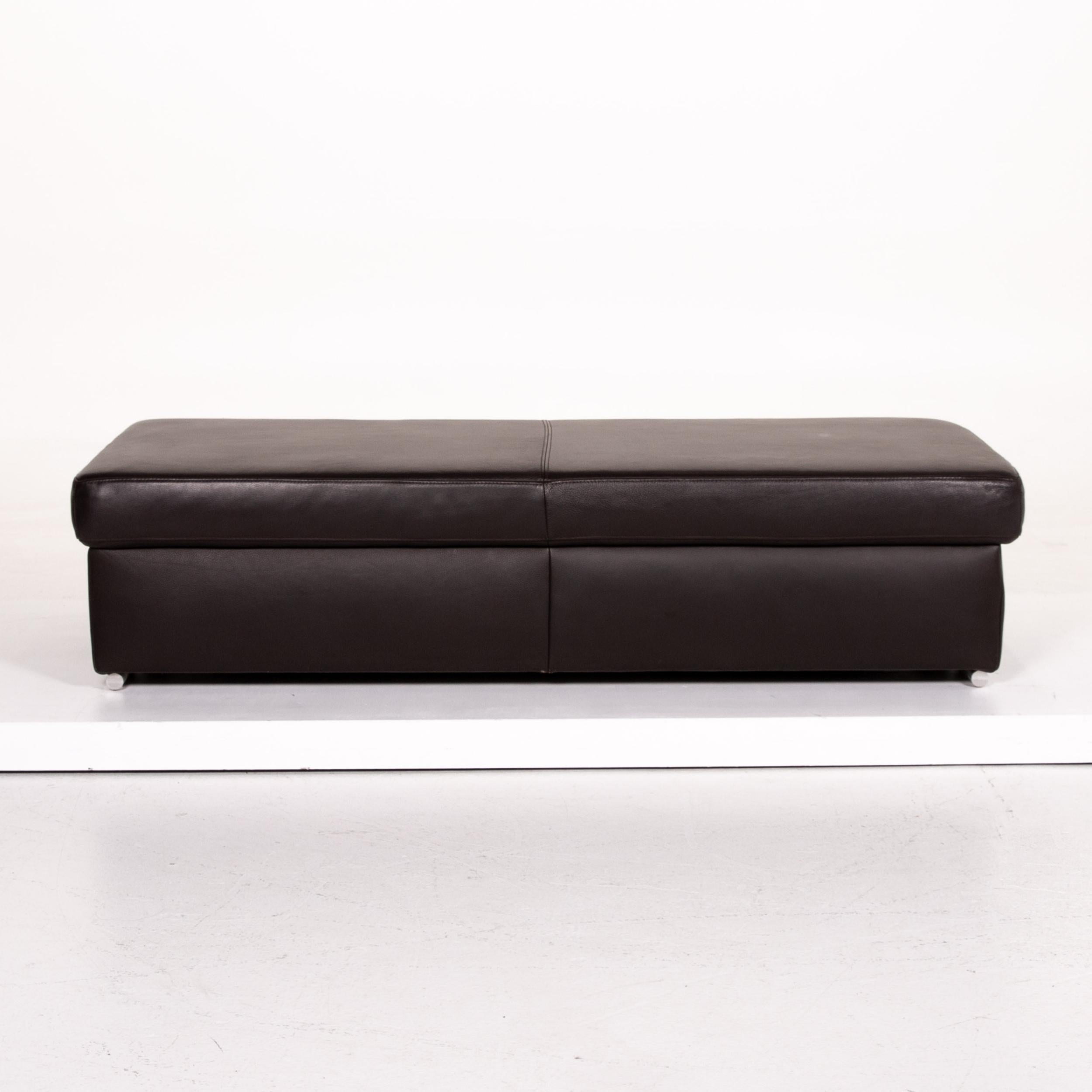 Ewald Schillig Leather Sofa Set Dark Brown Brown 1 Corner Sofa 1 Stool For Sale 6
