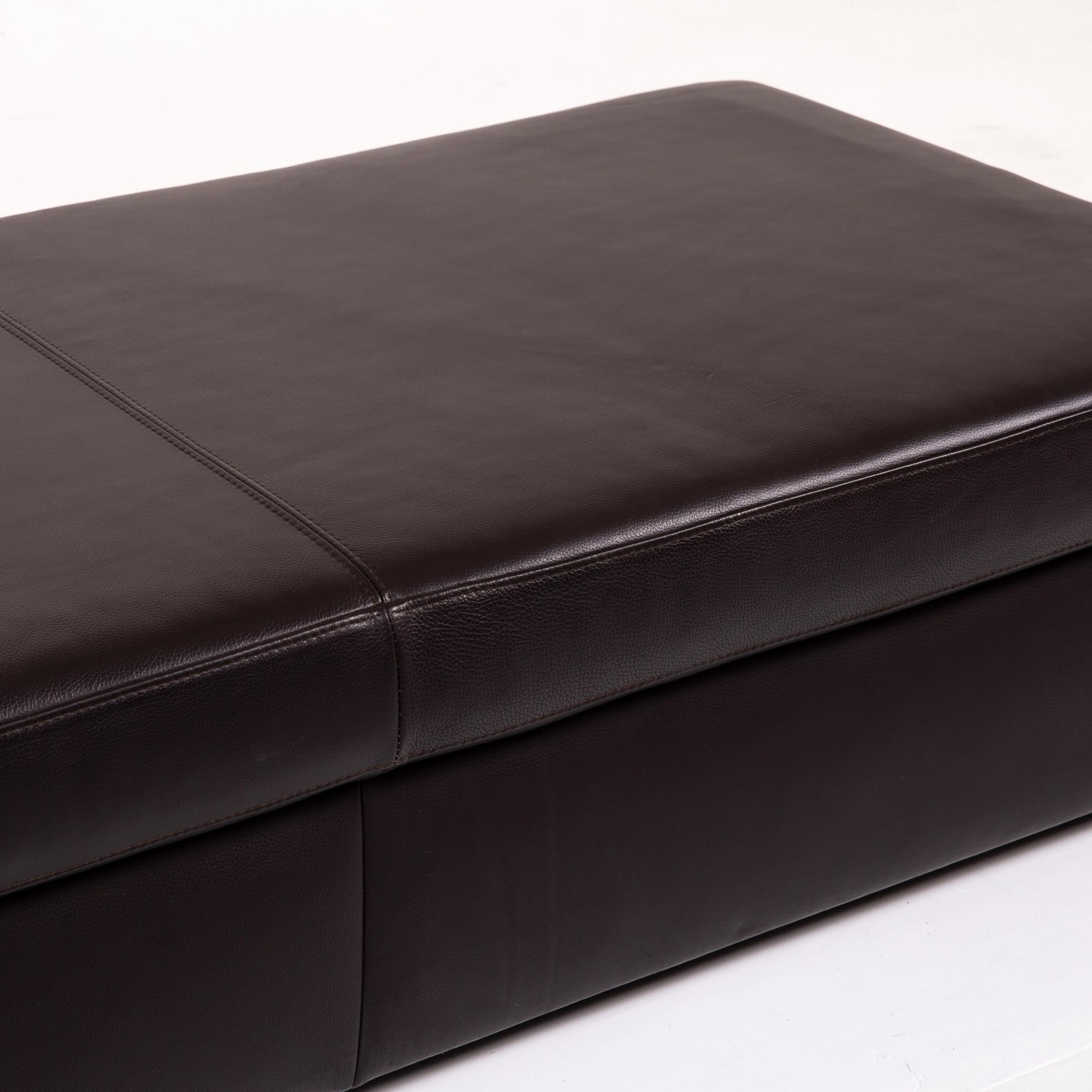 Modern Ewald Schillig Leather Sofa Set Dark Brown Brown 1 Corner Sofa 1 Stool For Sale