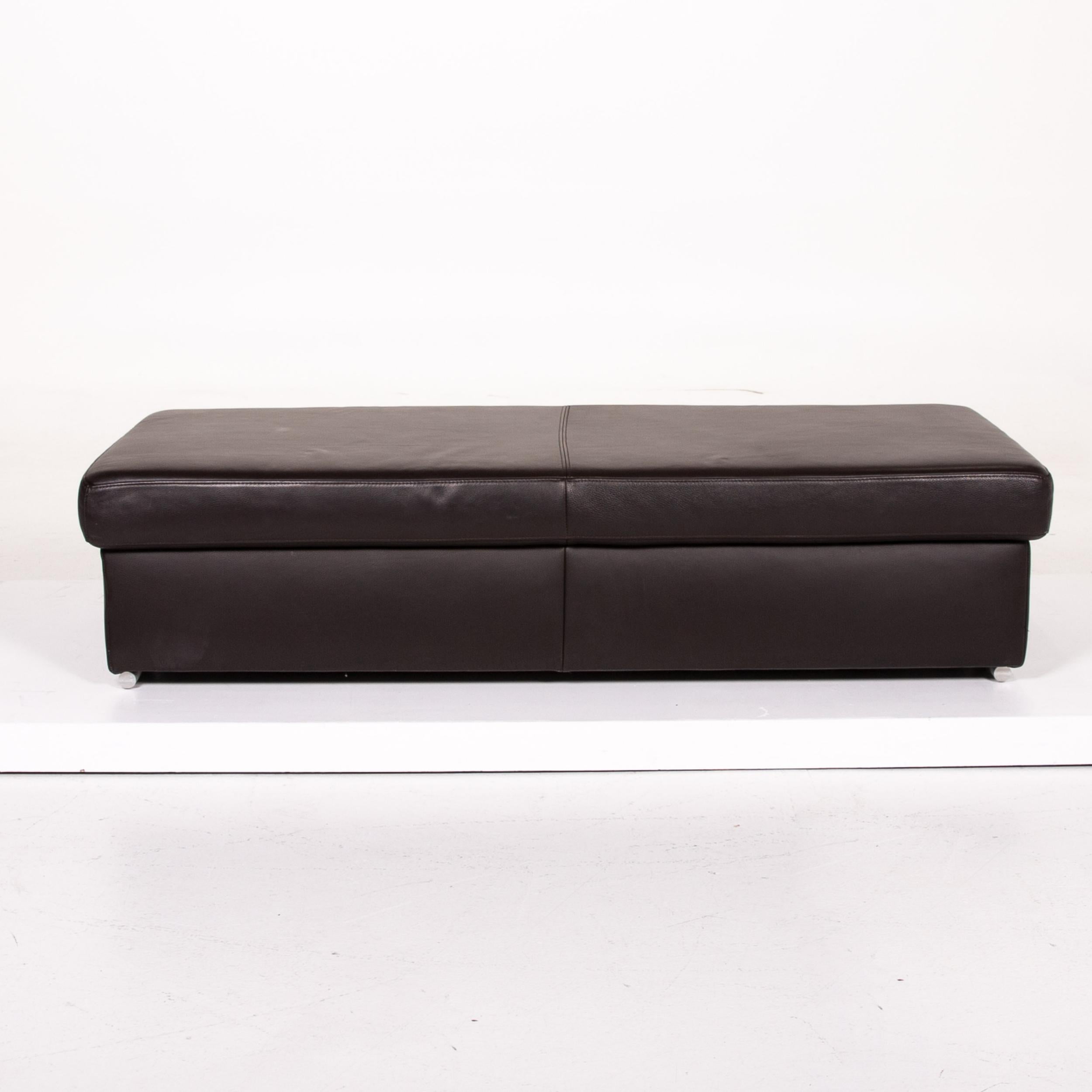 Contemporary Ewald Schillig Leather Sofa Set Dark Brown Brown 1 Corner Sofa 1 Stool For Sale