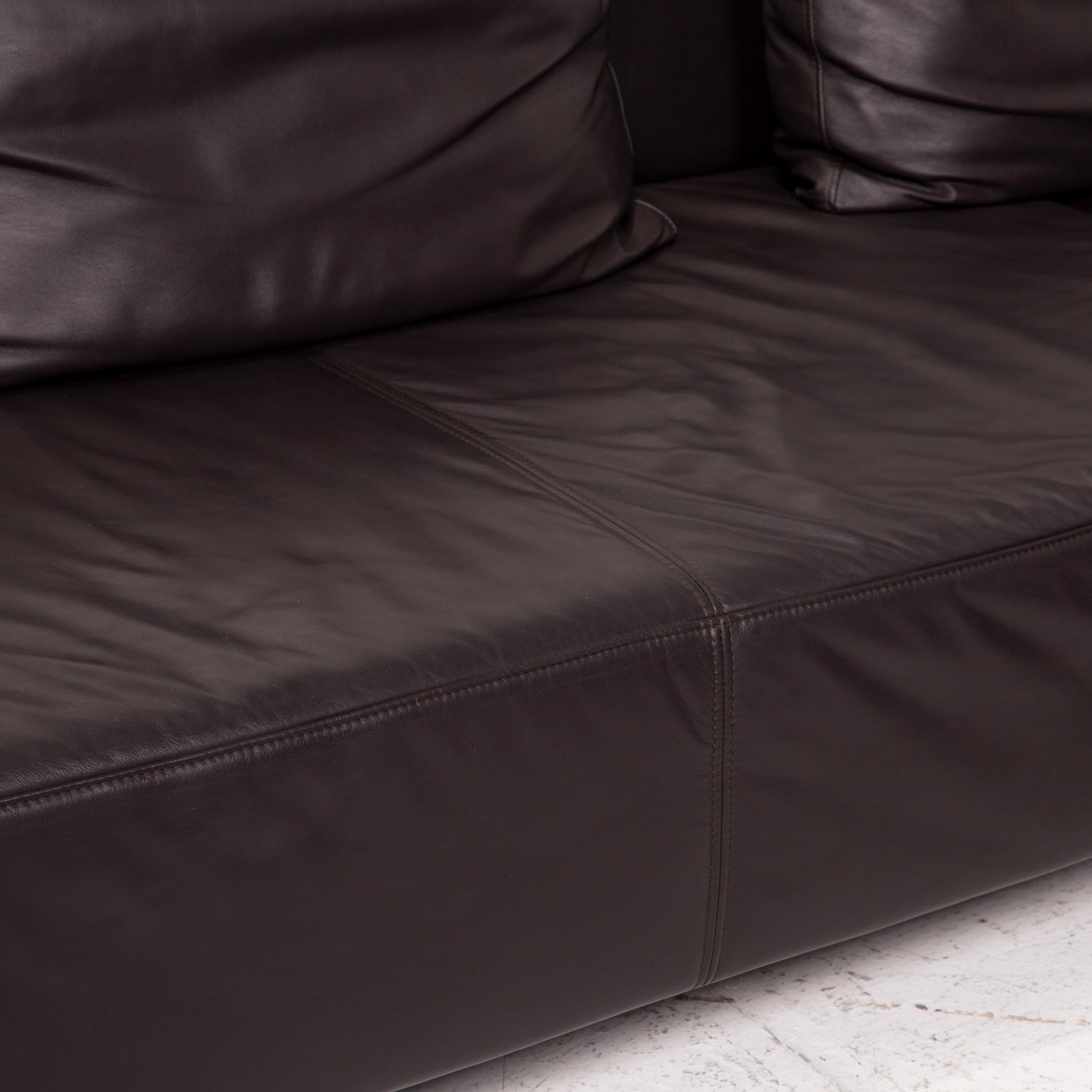 Contemporary Ewald Schillig Leather Sofa Set Modular Brown Dark Brown 1 Corner Sofa 1 For Sale