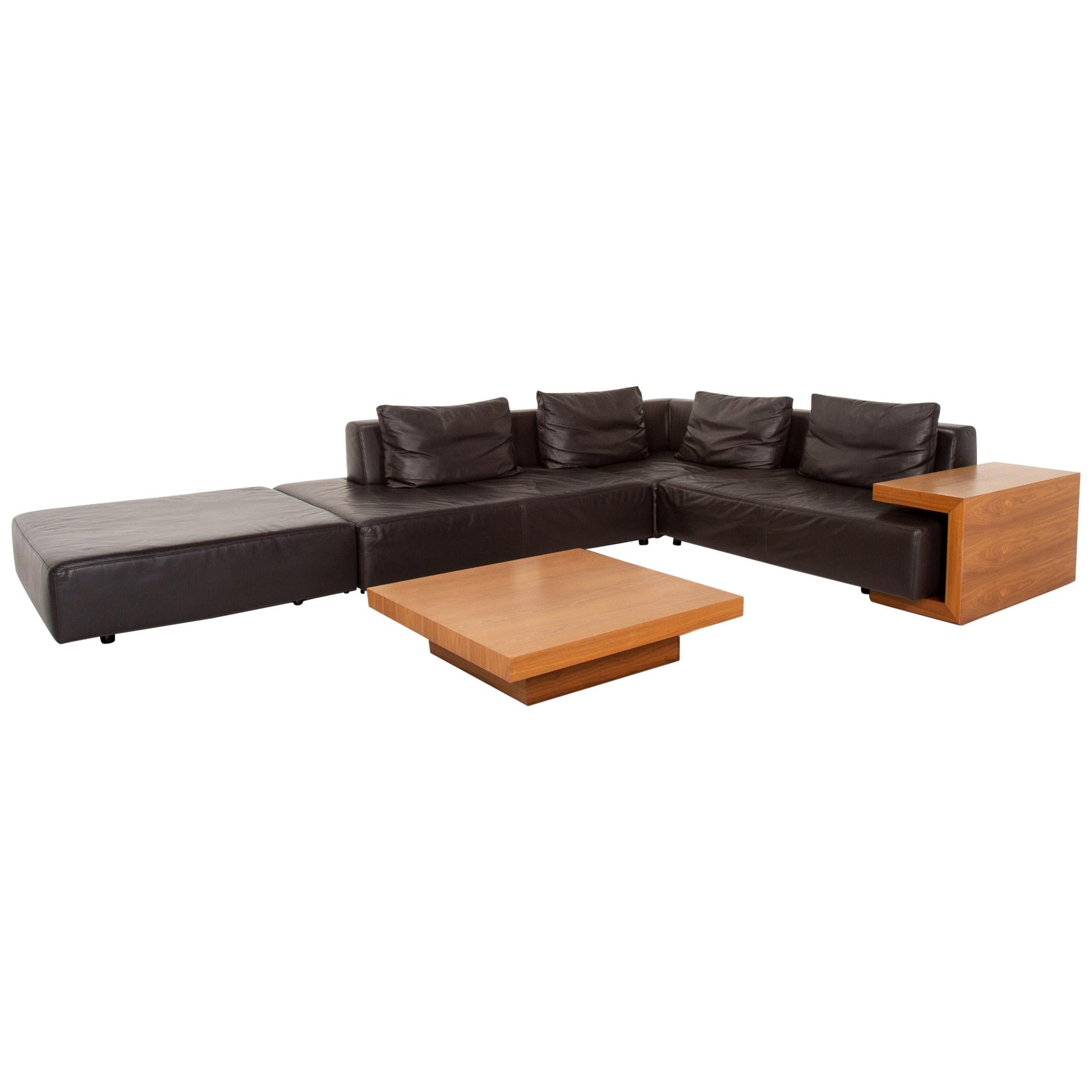 Ewald Schillig Leather Sofa Set Modular Brown Dark Brown 1 Corner Sofa 1 For Sale