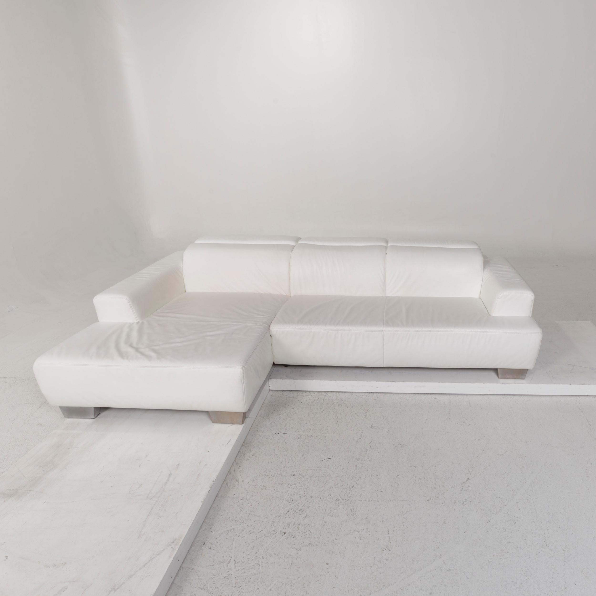 Ewald Schillig Leather Sofa White Corner Sofa For Sale 4