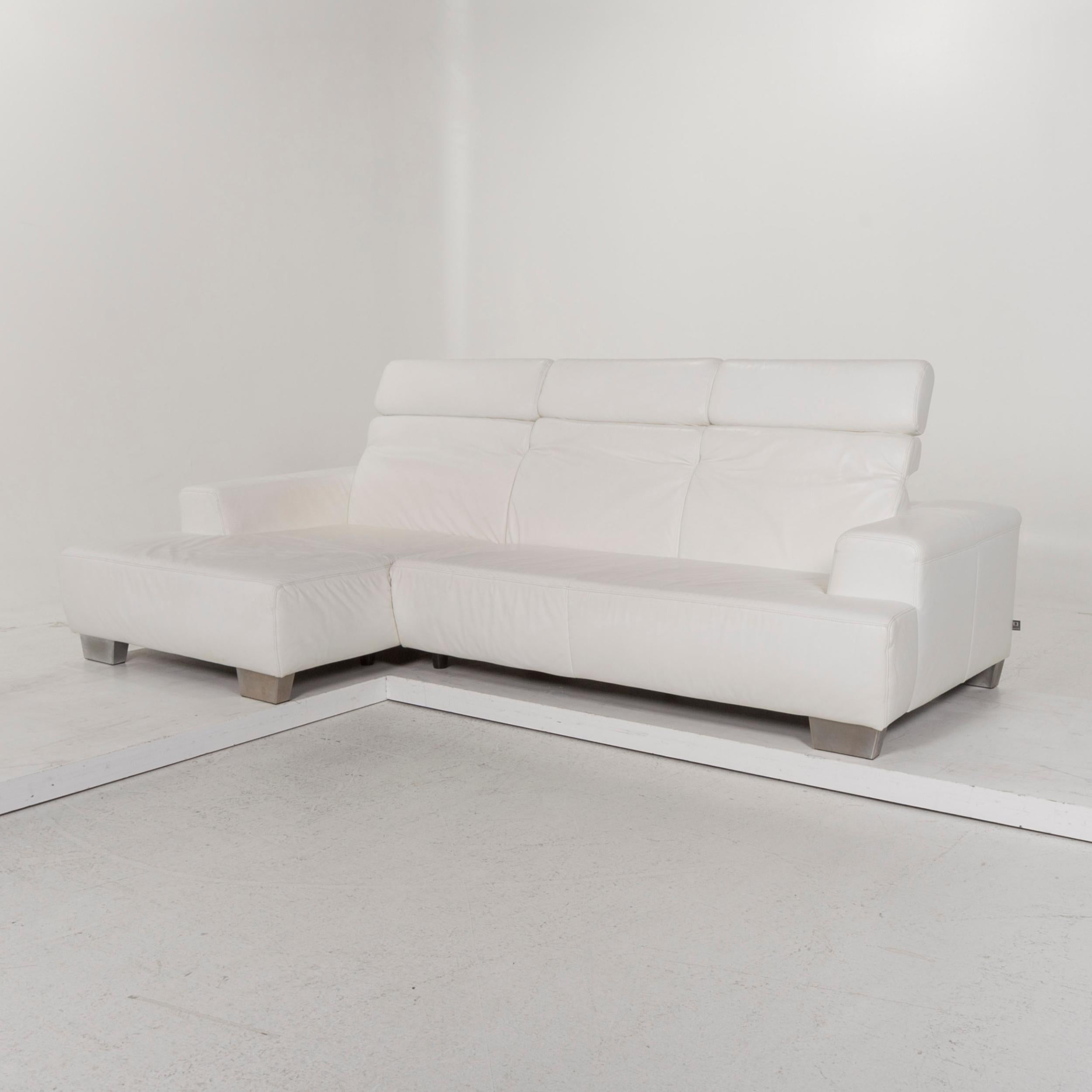 Ewald Schillig Leather Sofa White Corner Sofa For Sale 2