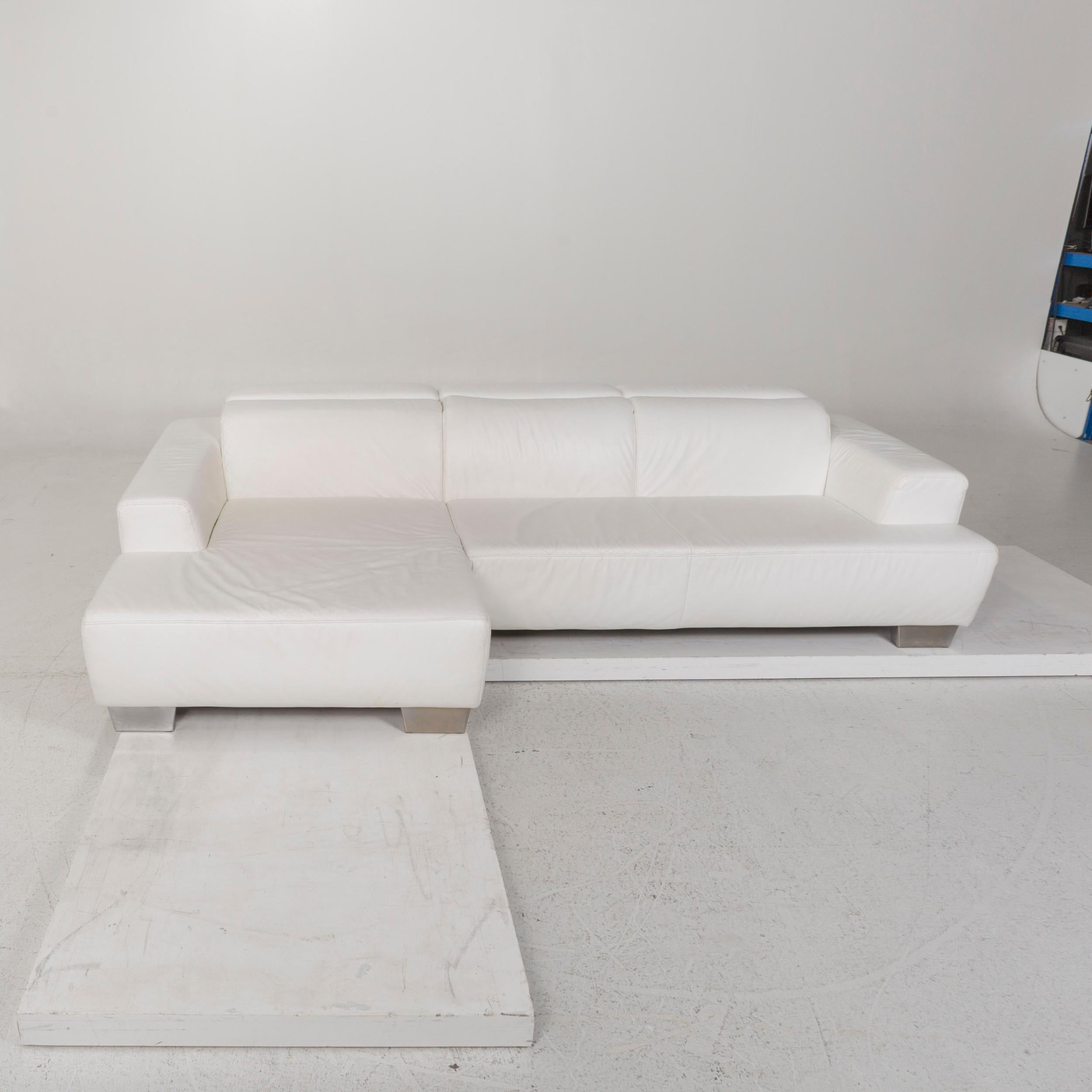 Ewald Schillig Leather Sofa White Corner Sofa For Sale 3